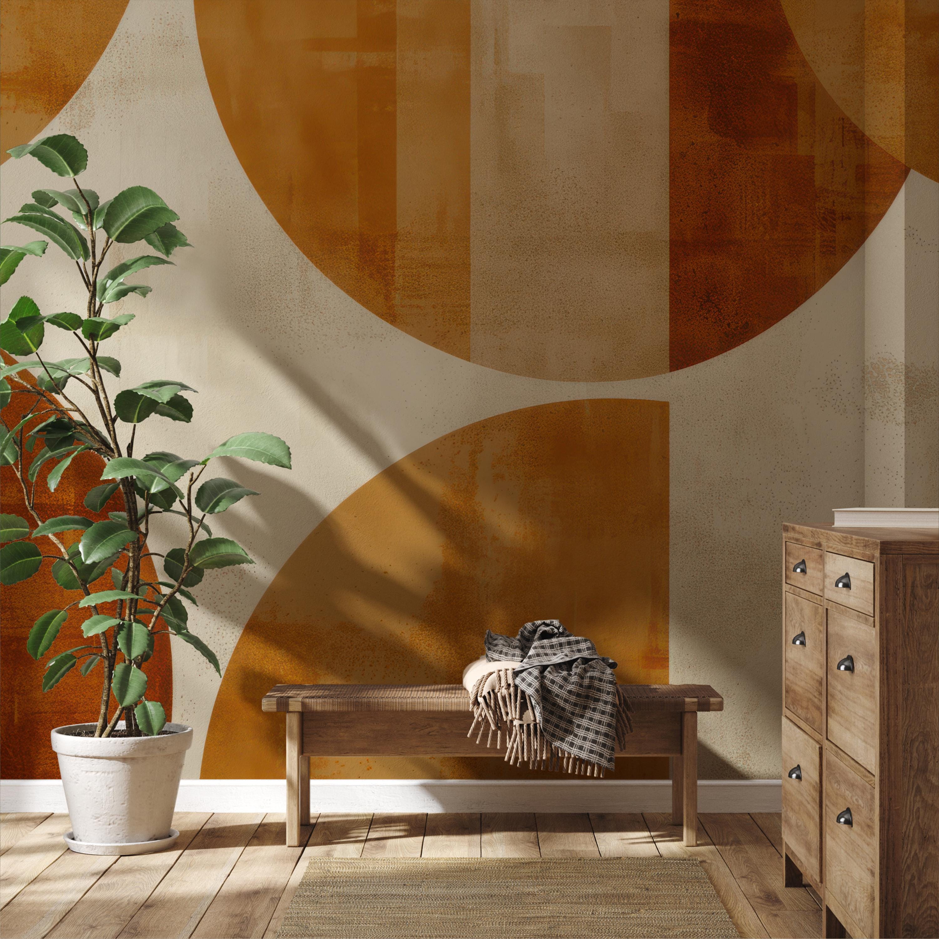Rust Orange Mid Century Wallpaper