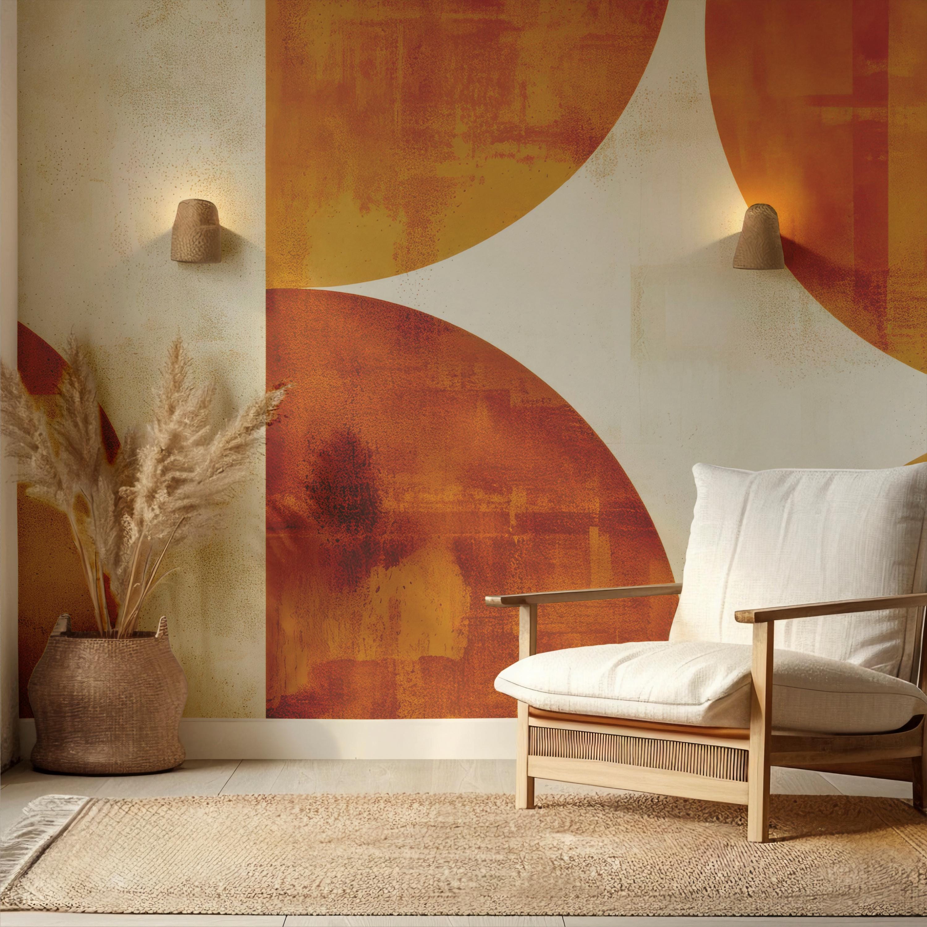Rust Orange Mid Century Wallpaper