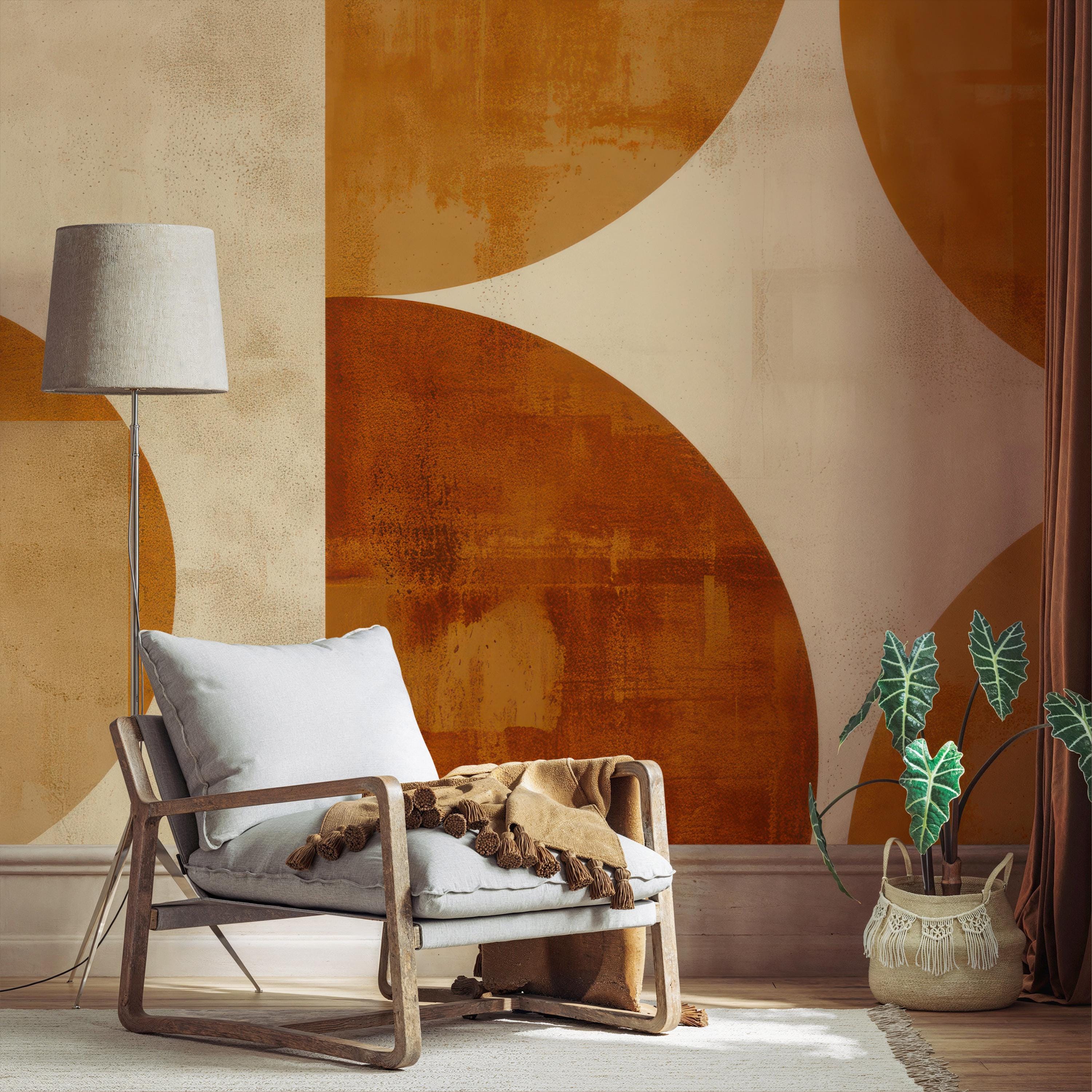Rust Orange Mid Century Wallpaper