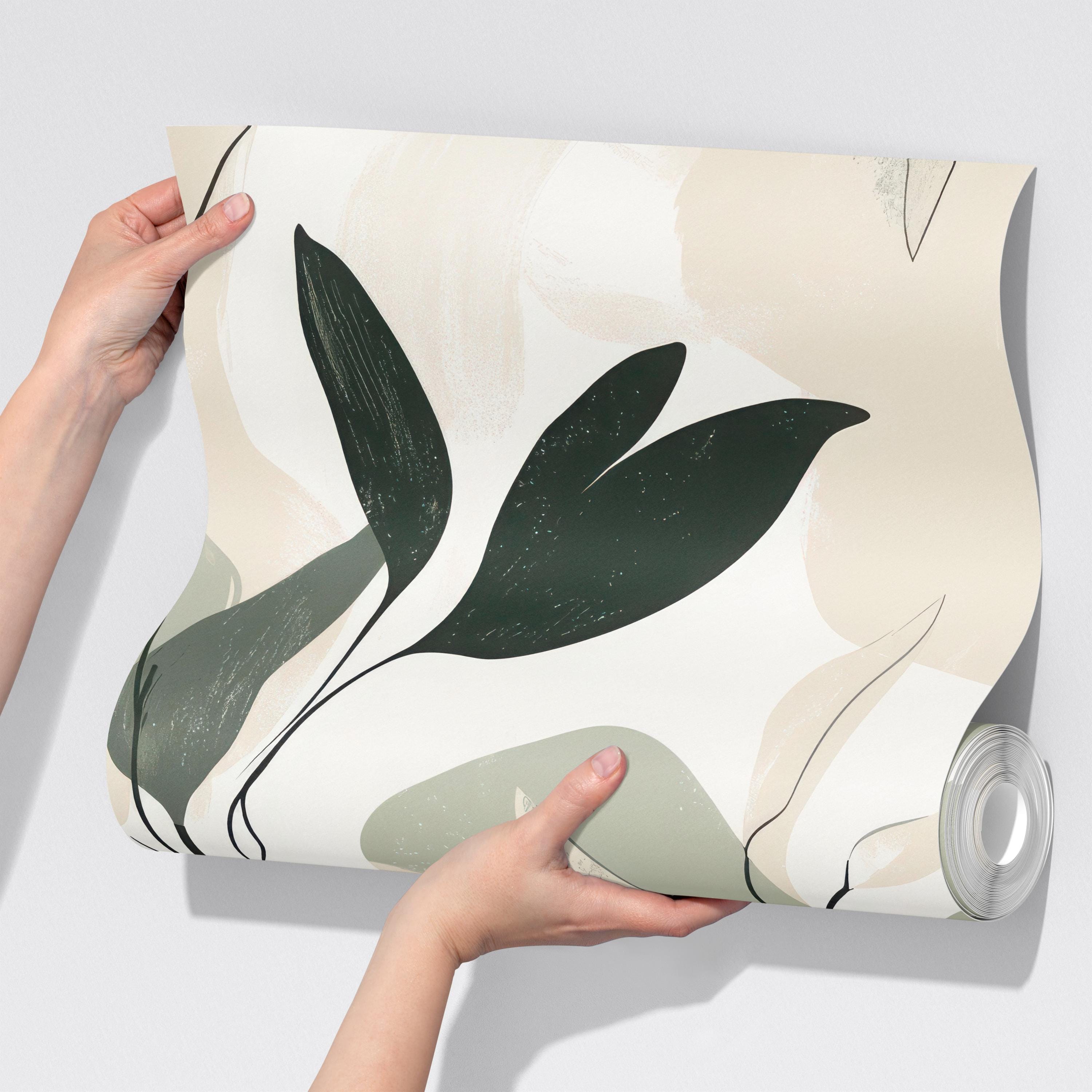 Minimalist Soft Sage Leaf Wallpaper