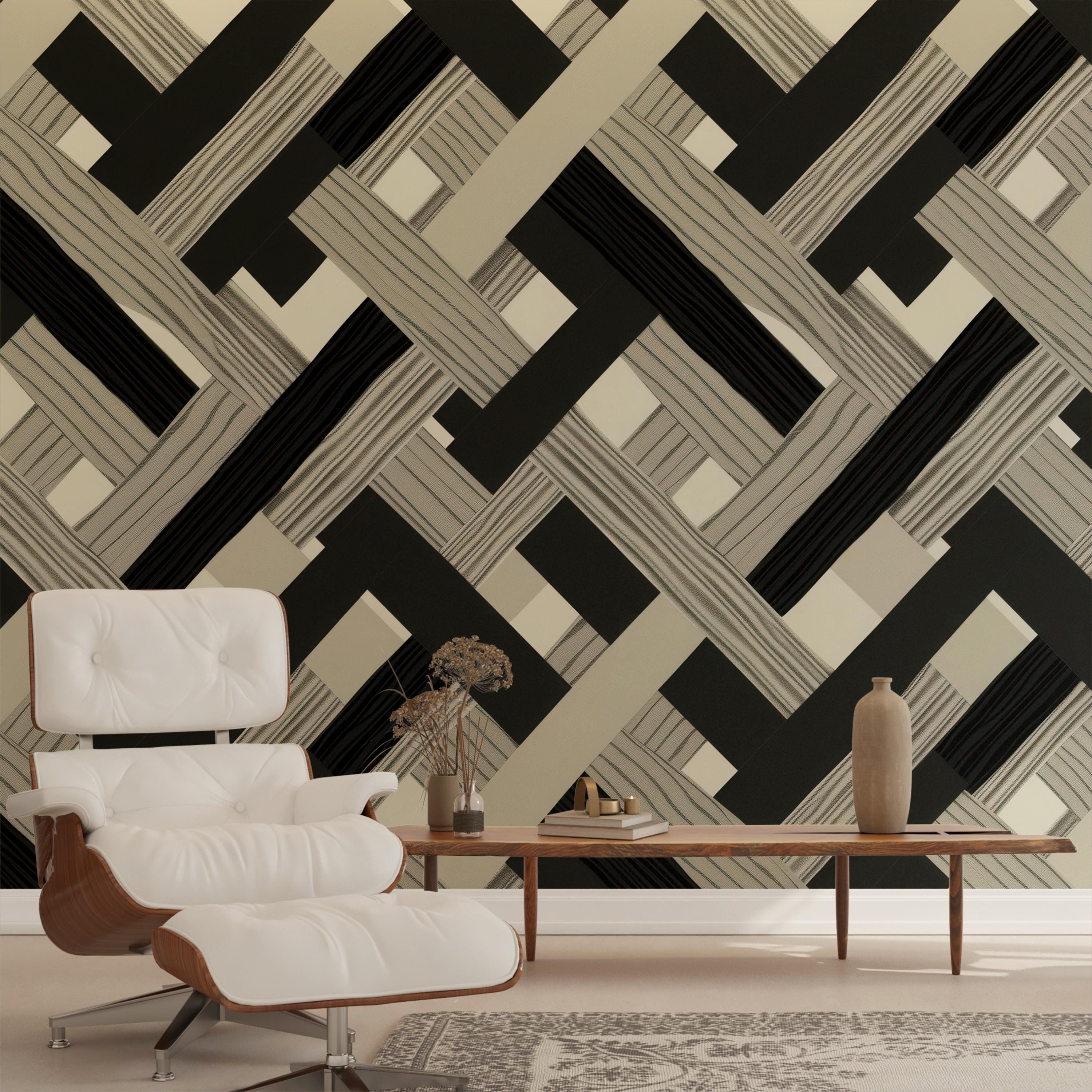Modern Interwoven Pattern Wallpaper