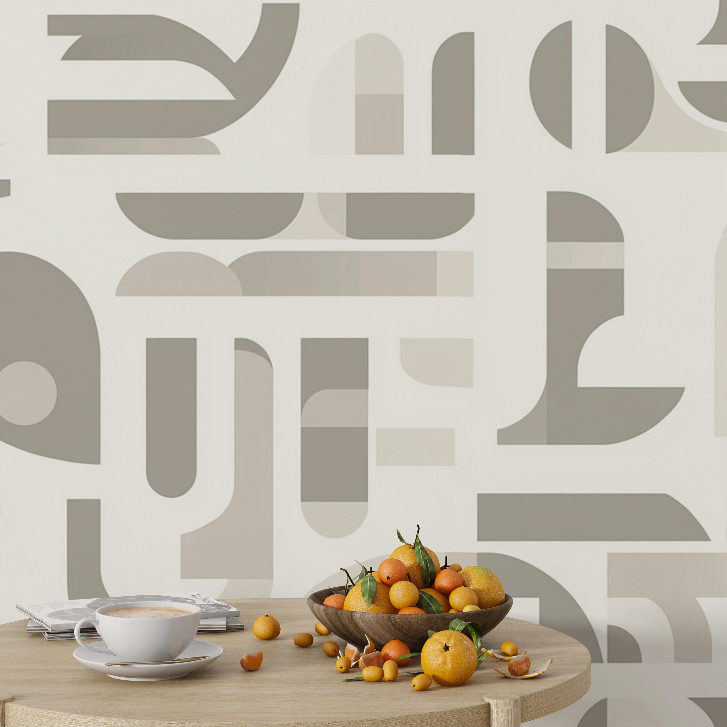 Neutral Geometric Wallpaper Mural