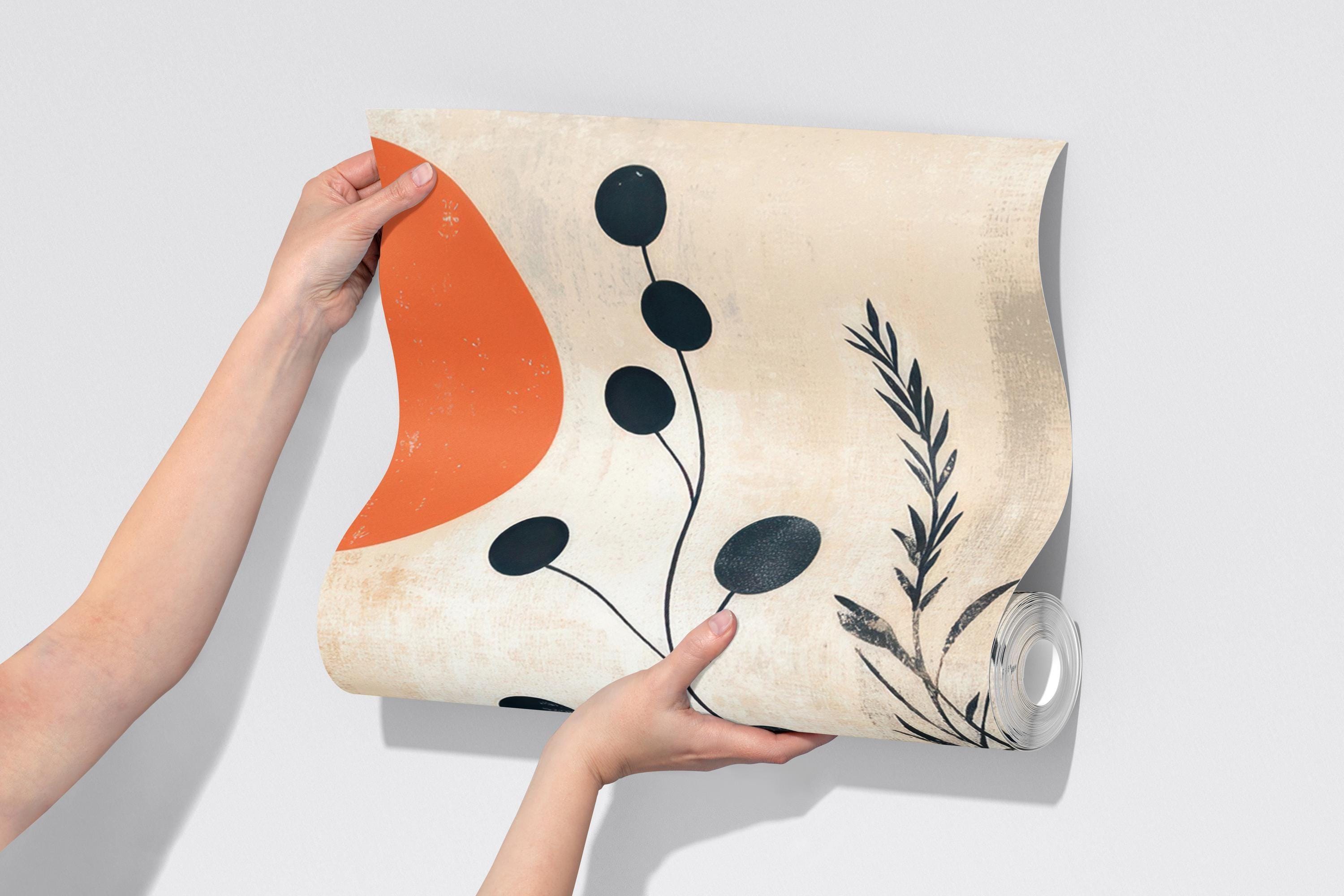 Abstract Botanical Sunset Mural