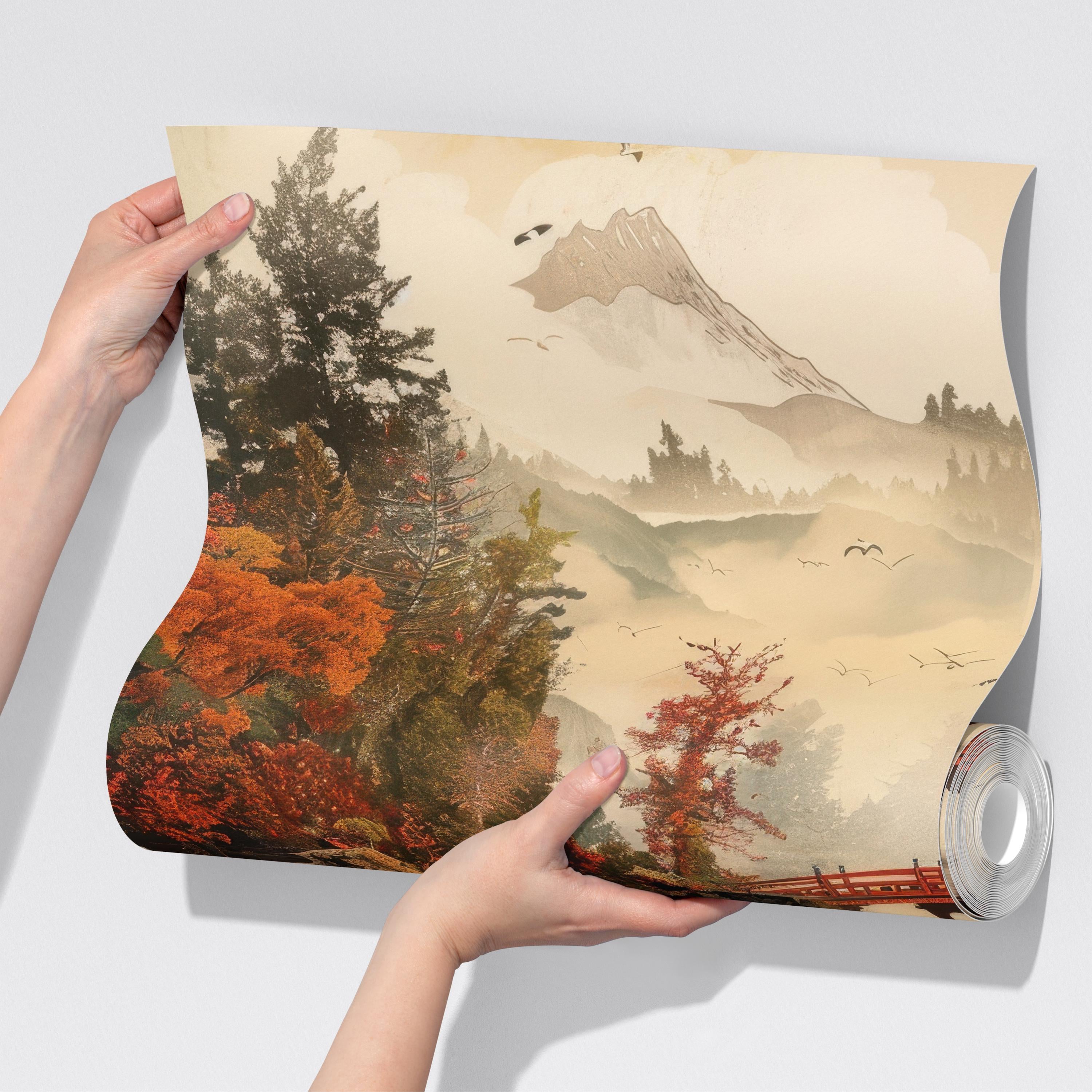 Japanese Bridge and Temple Wall Mural