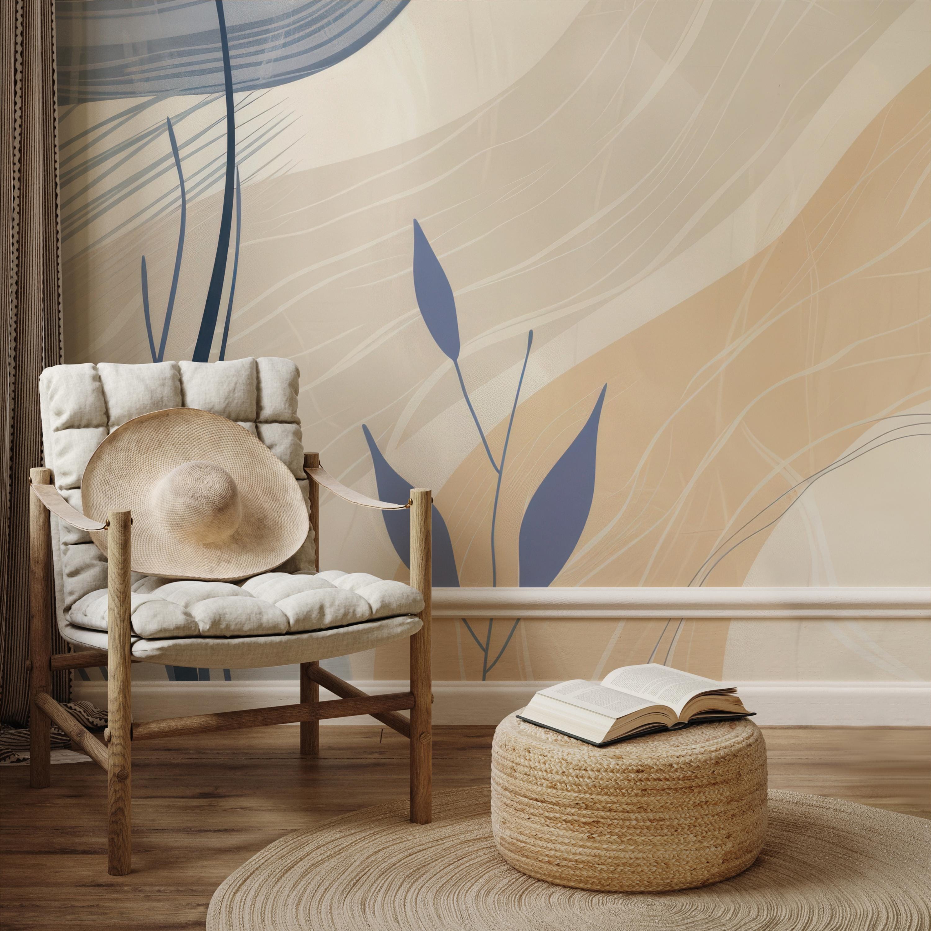 Serene Flowing Abstract Leaf Wallpaper