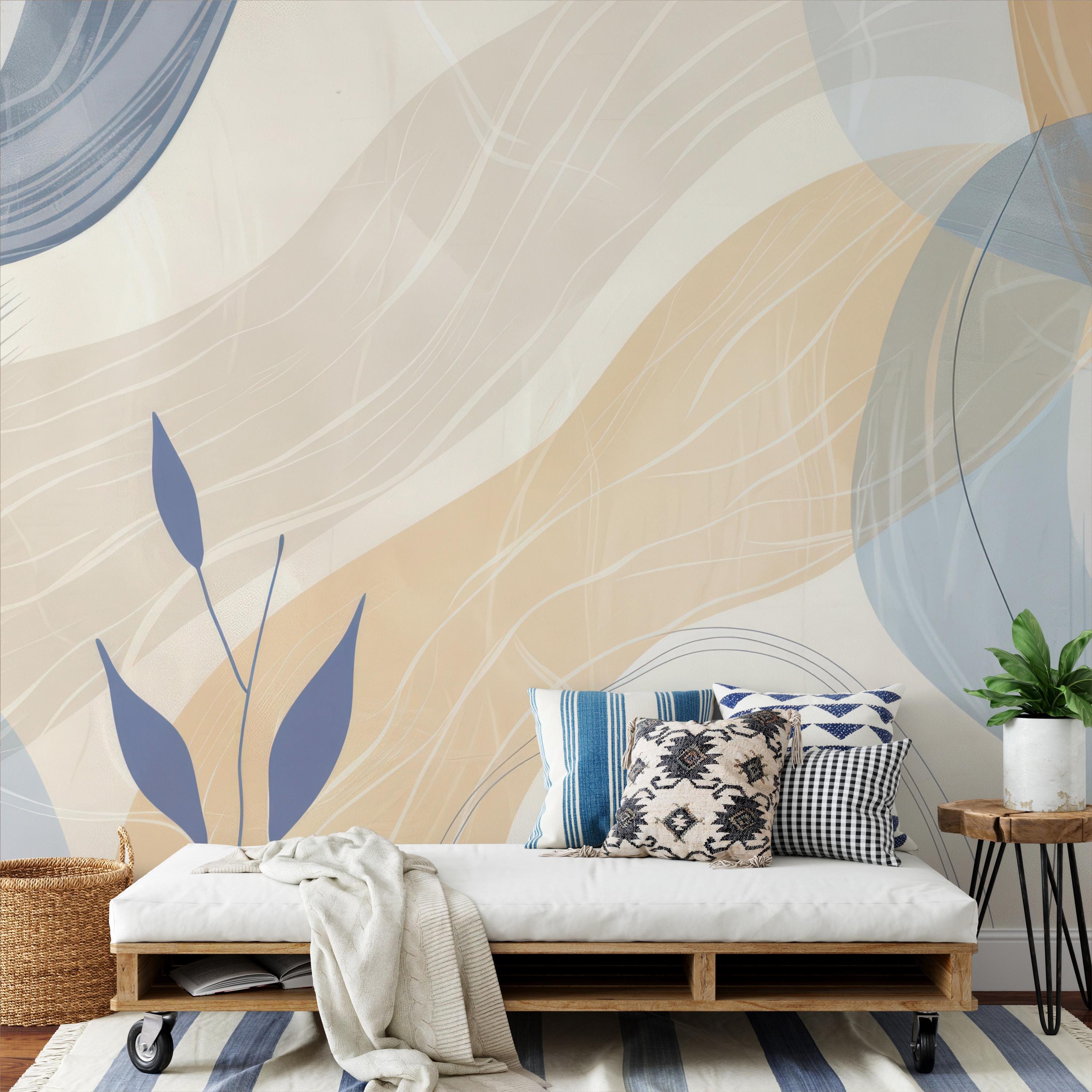 Serene Flowing Abstract Leaf Wallpaper