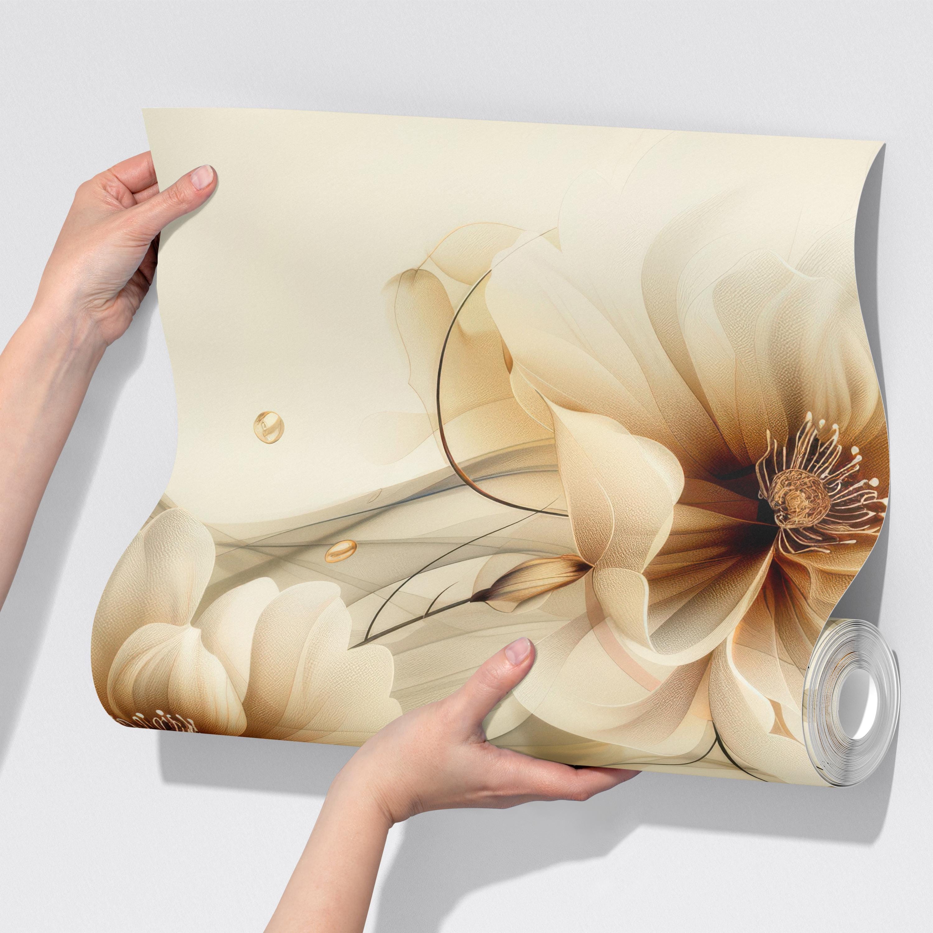 Romantic Beige Flower Wall Mural