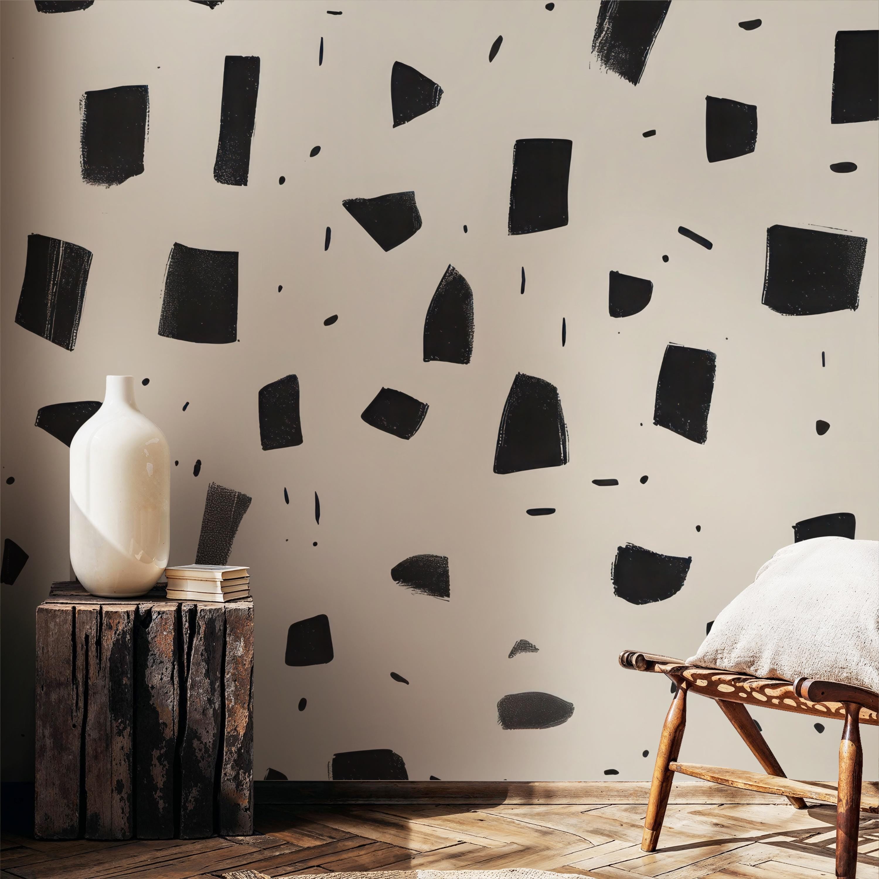 Modern Monochrome Abstract Wallpaper