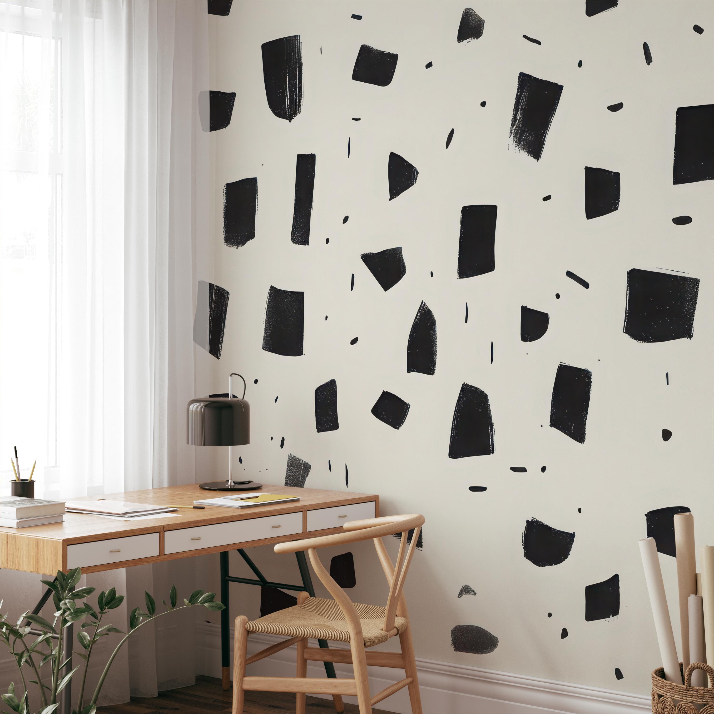 Modern Monochrome Abstract Wallpaper