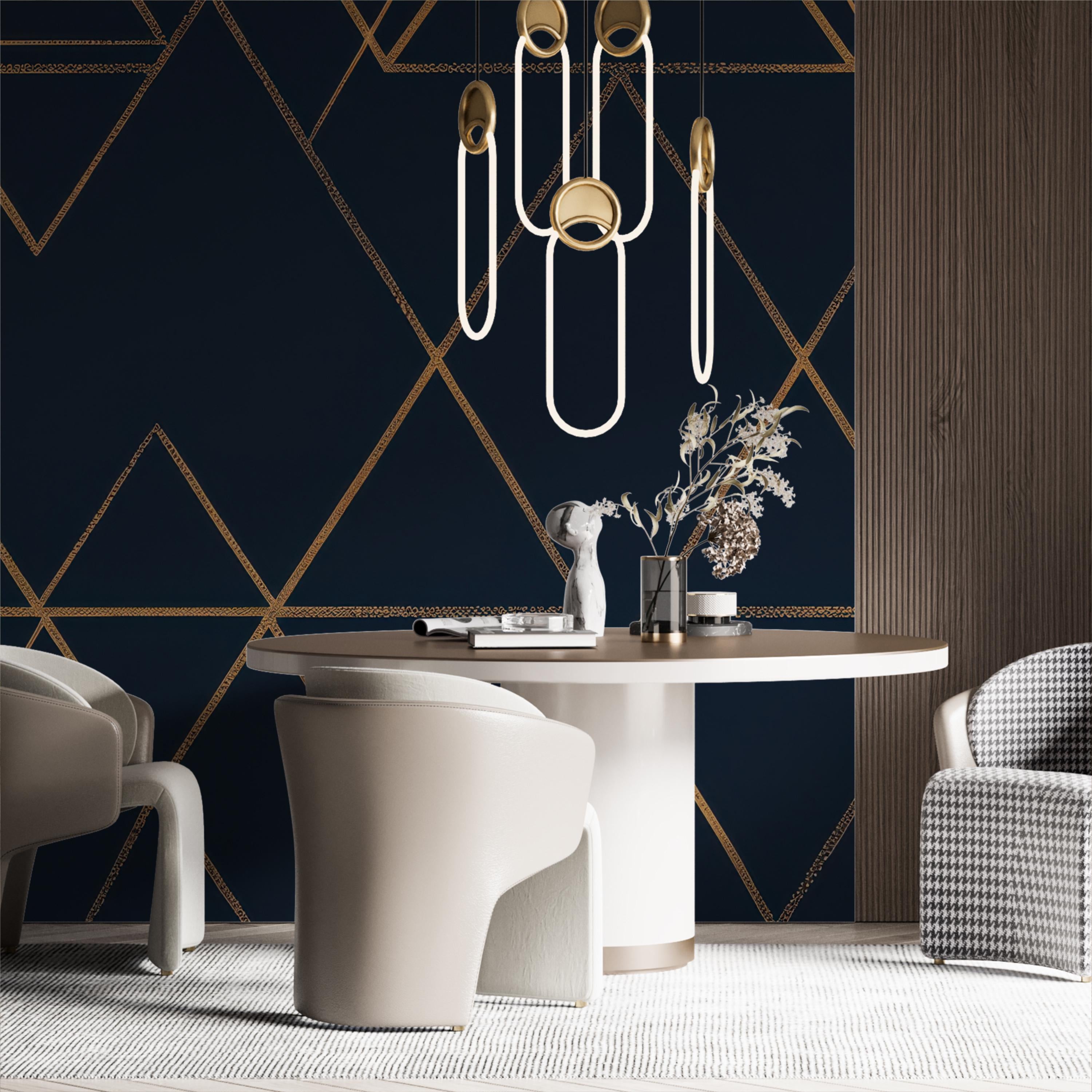 Luxury Navy Blue Geometric Wallpaper