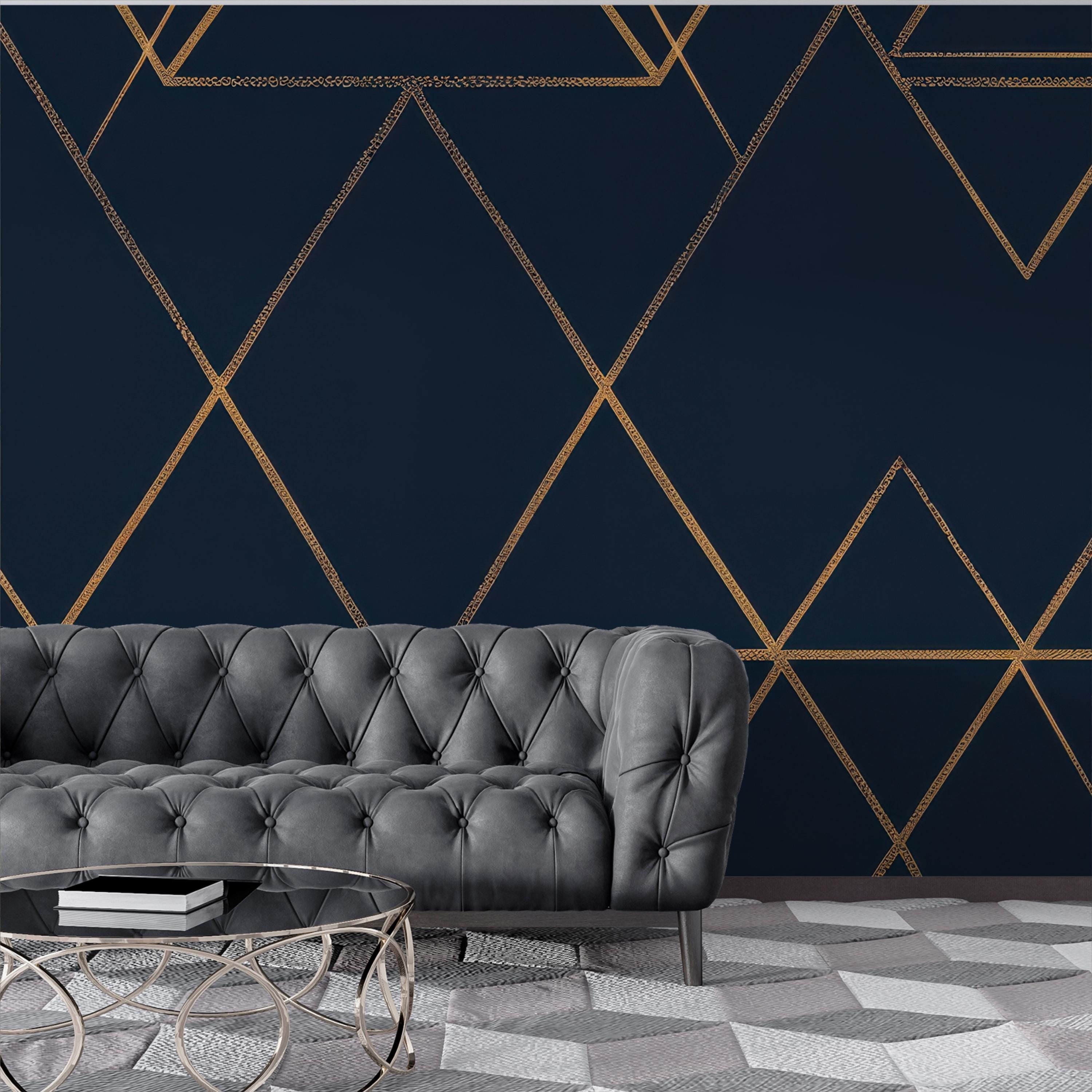 Luxury Navy Blue Geometric Wallpaper