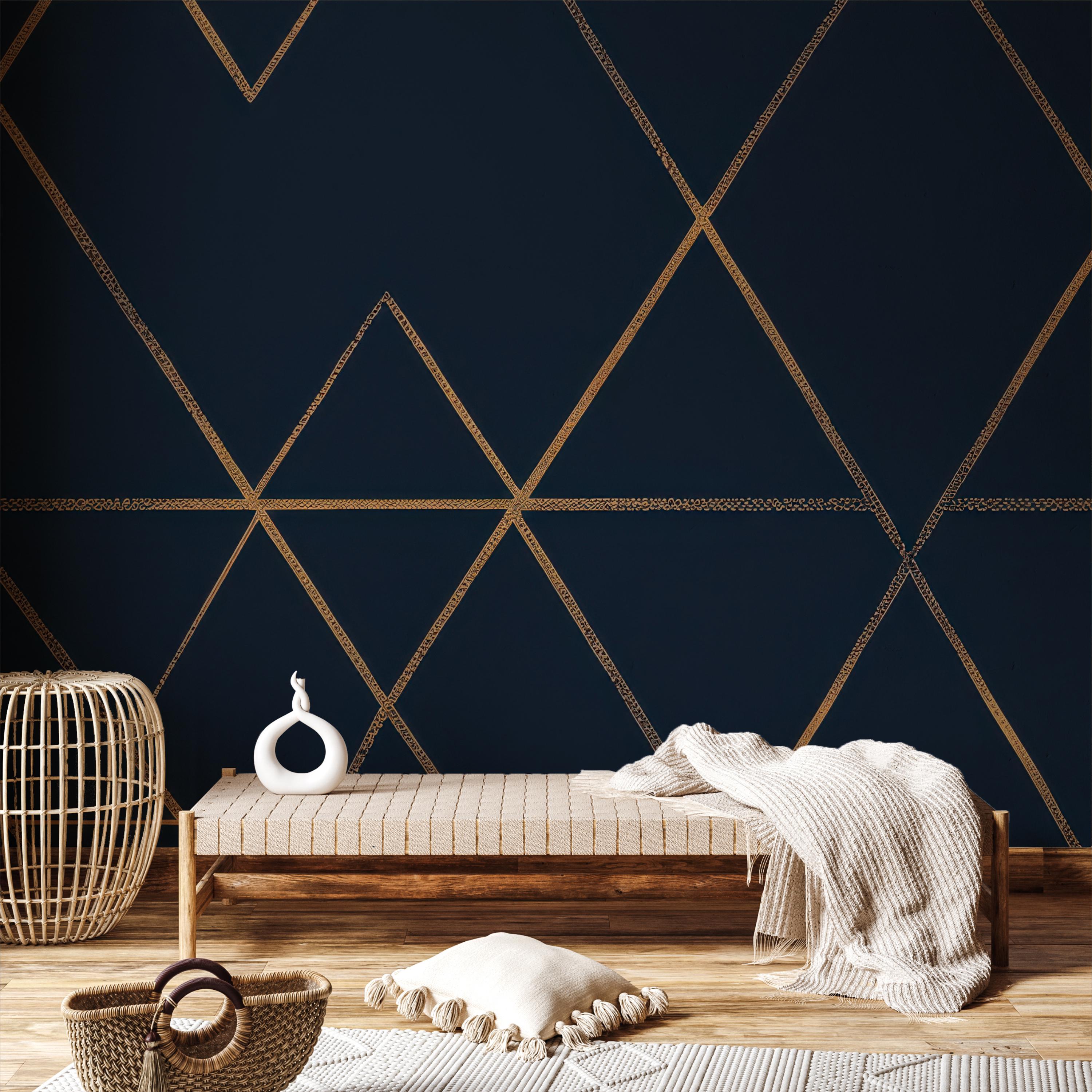 Luxury Navy Blue Geometric Wallpaper