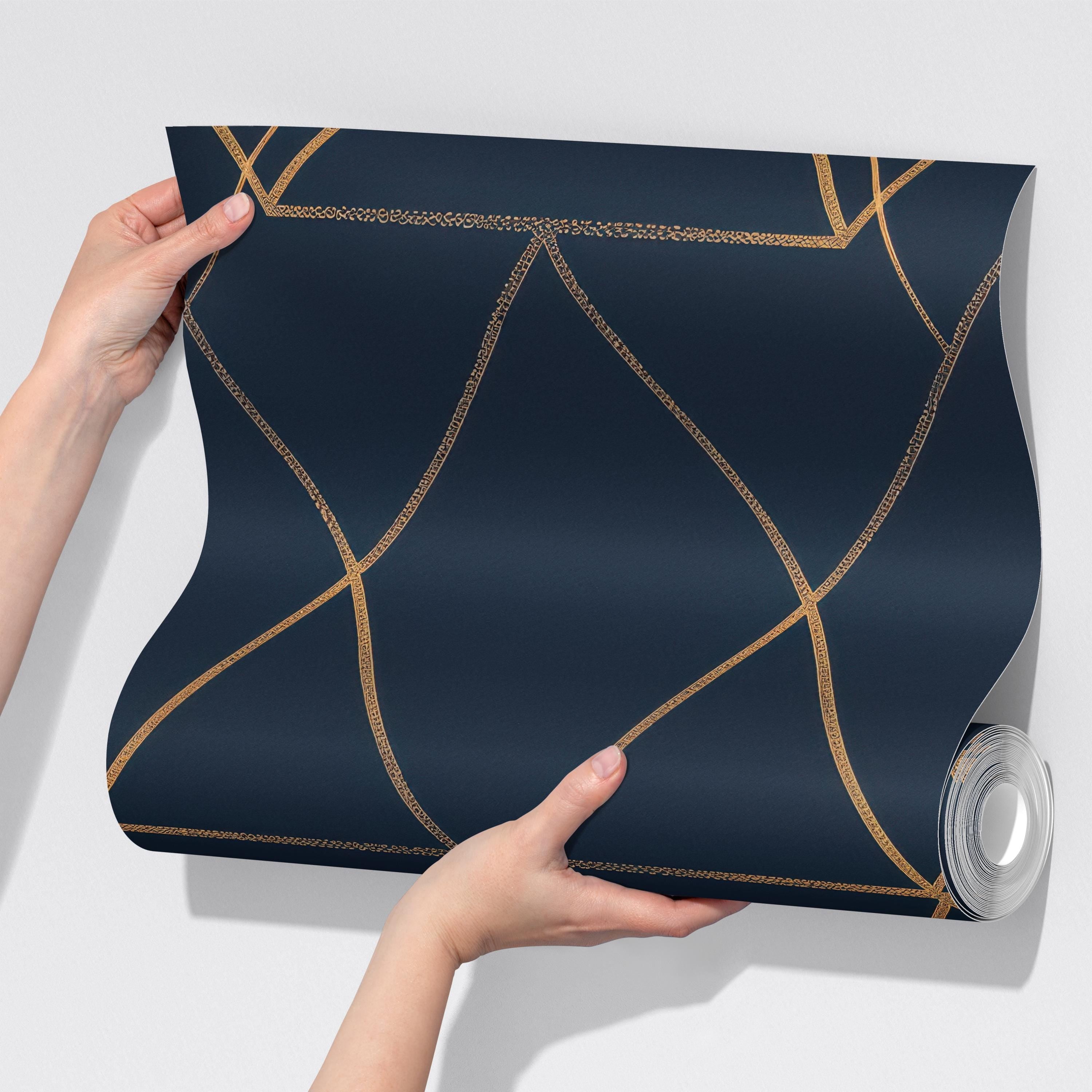 Luxury Navy Blue Geometric Wallpaper