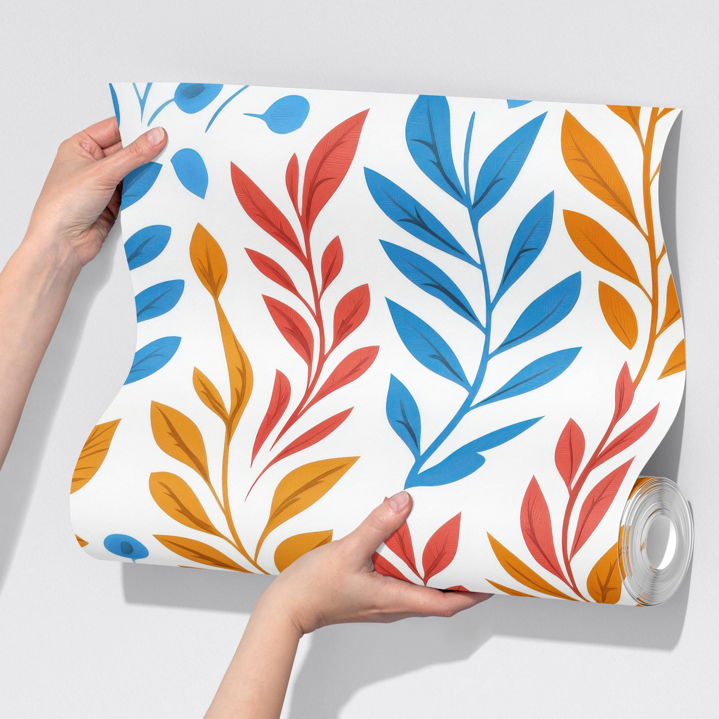 Colorful Red Blue Orange Leaf Wallpaper