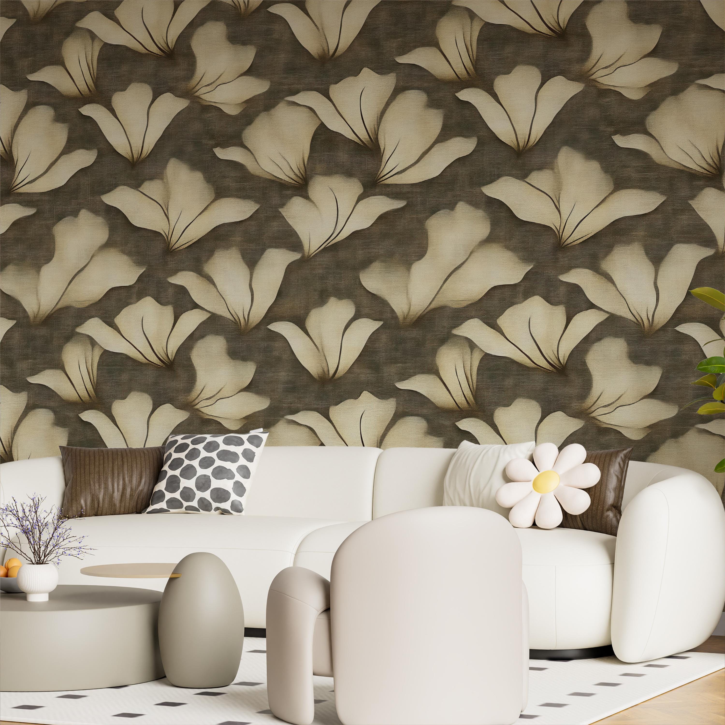 Elegant Beige Floral Wallpaper