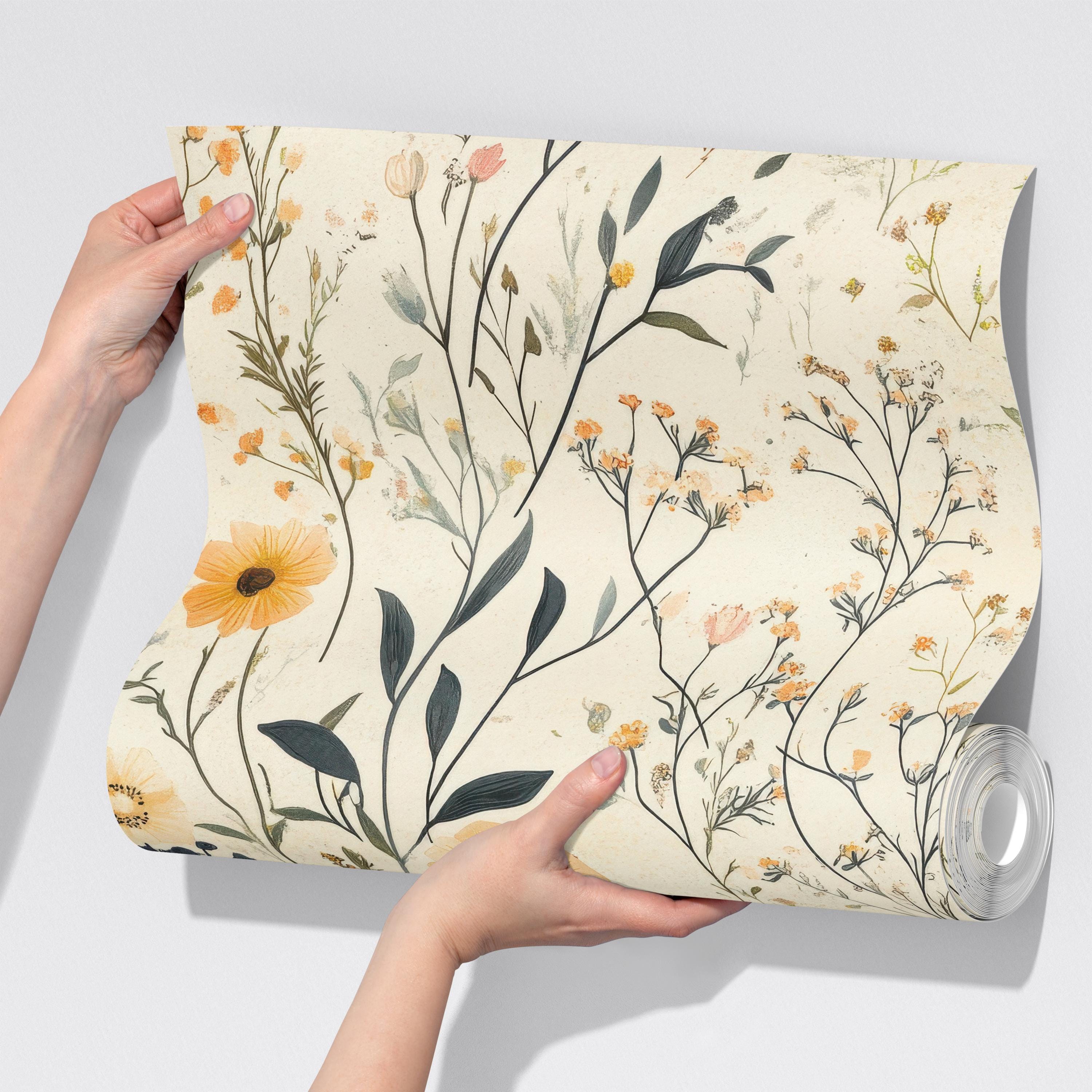 Neutral Wildflower Botanical Wallpaper