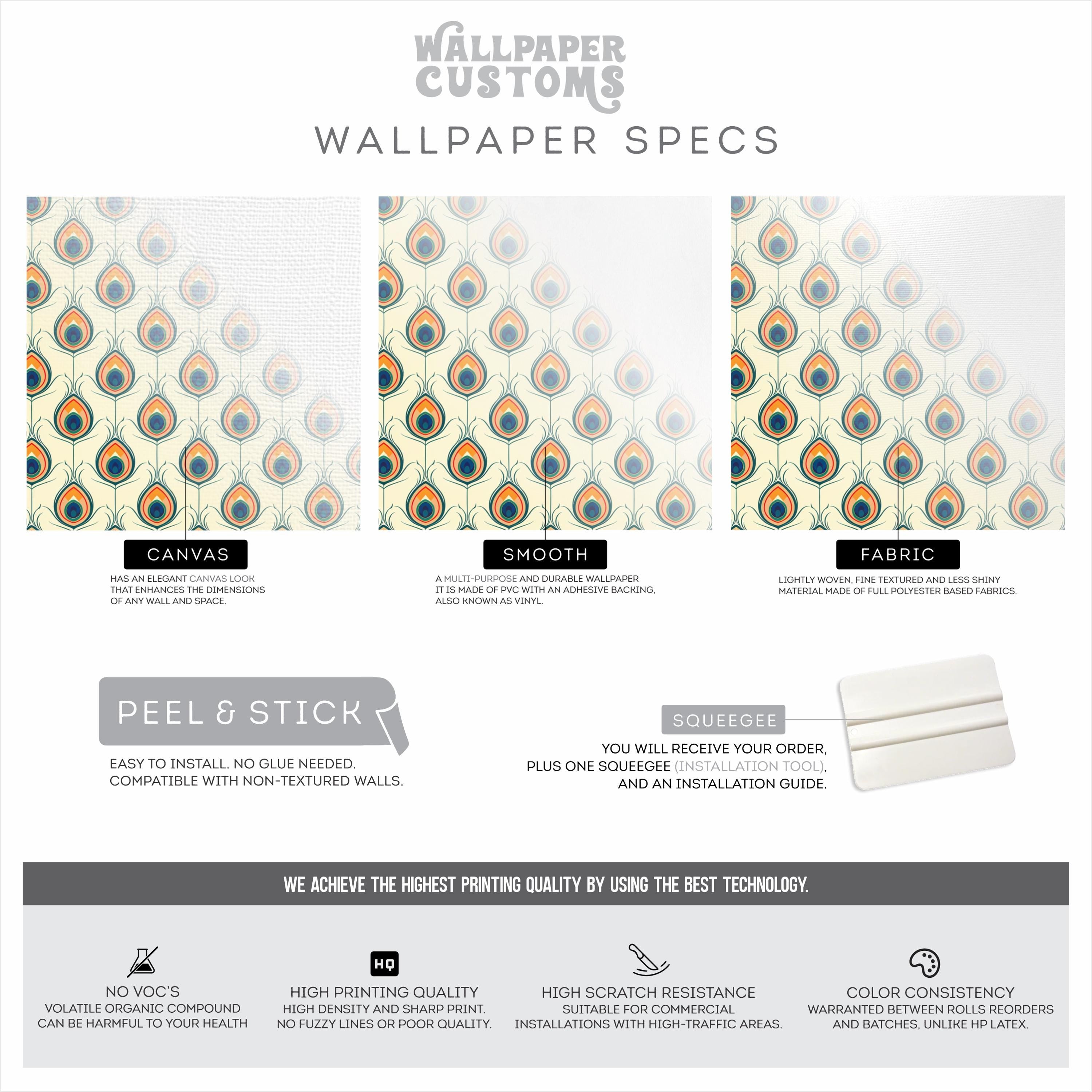 Retro Colorful Peacock Feather Wallpaper