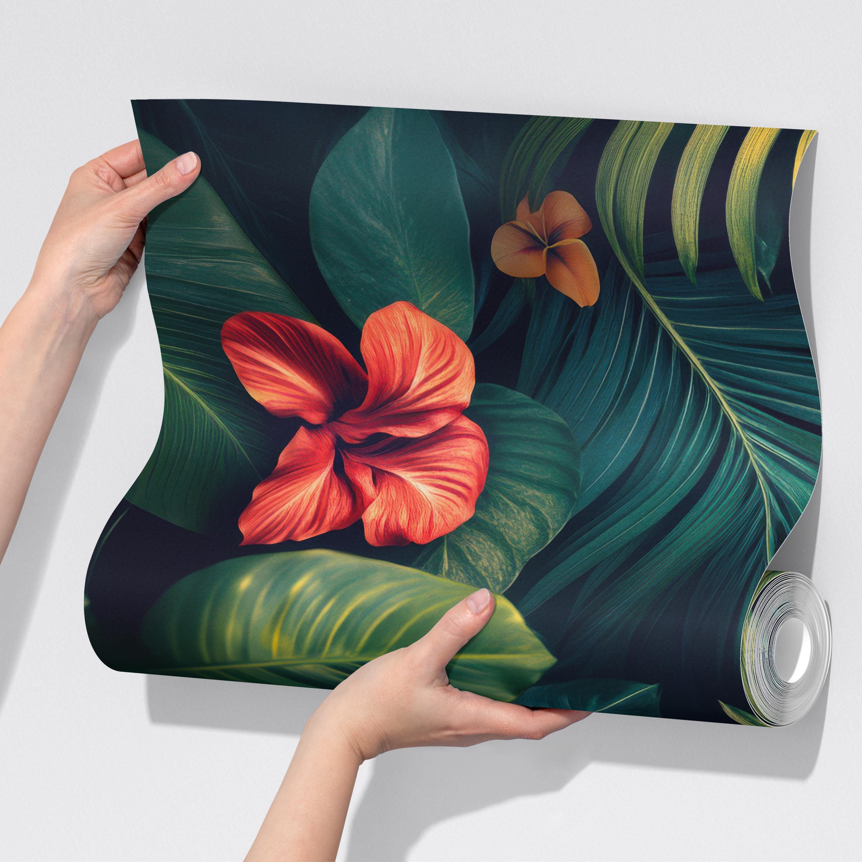 Tropical Dark Botanical Wallpaper