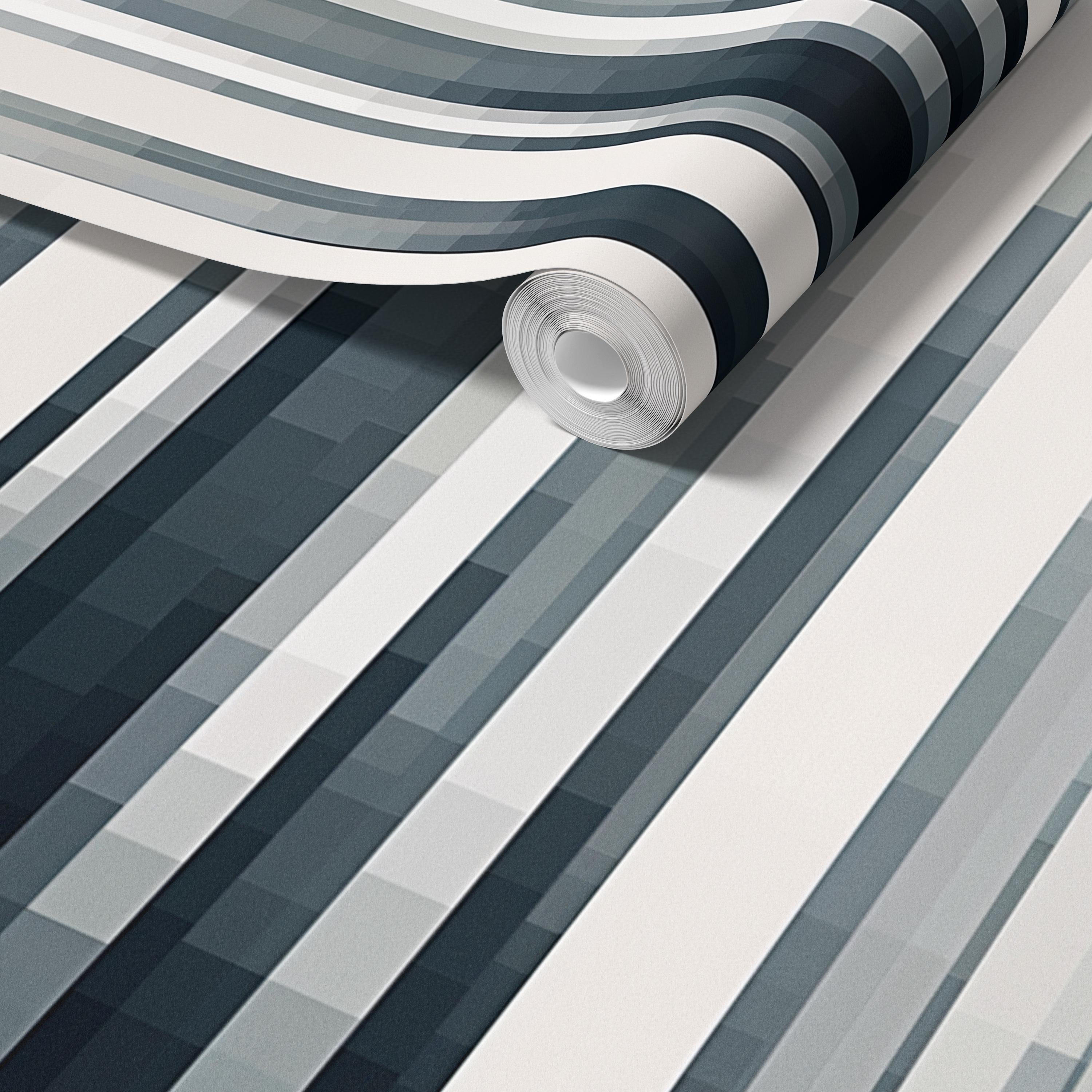 Modern Geometric Pixel Stripe Wallpaper