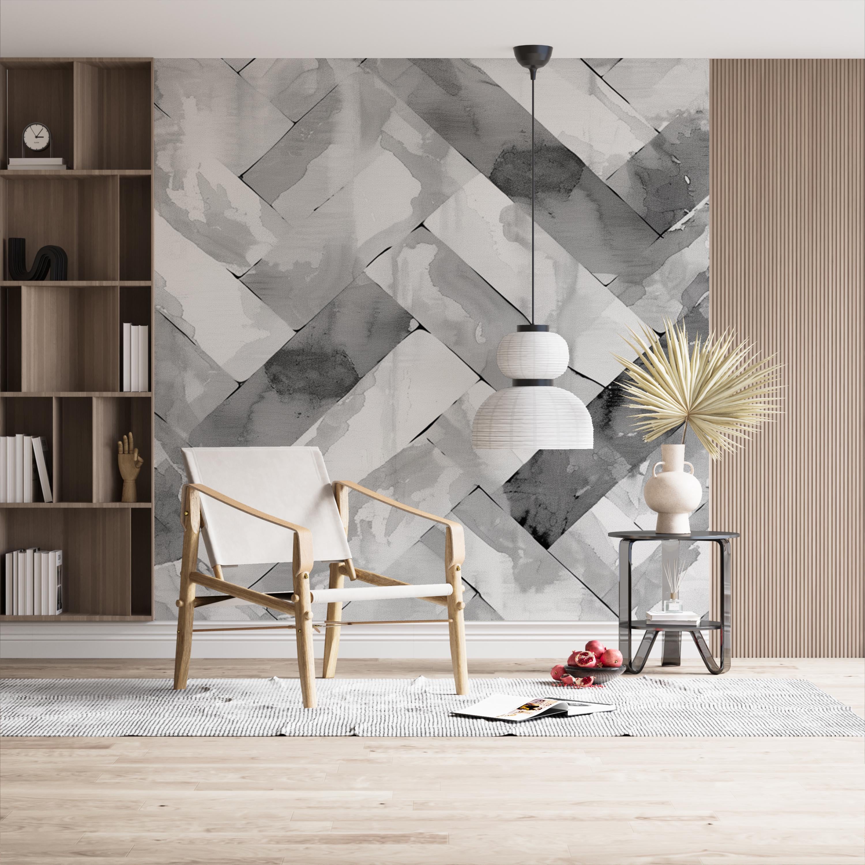 Monochrome Geometric Gray Wallpaper