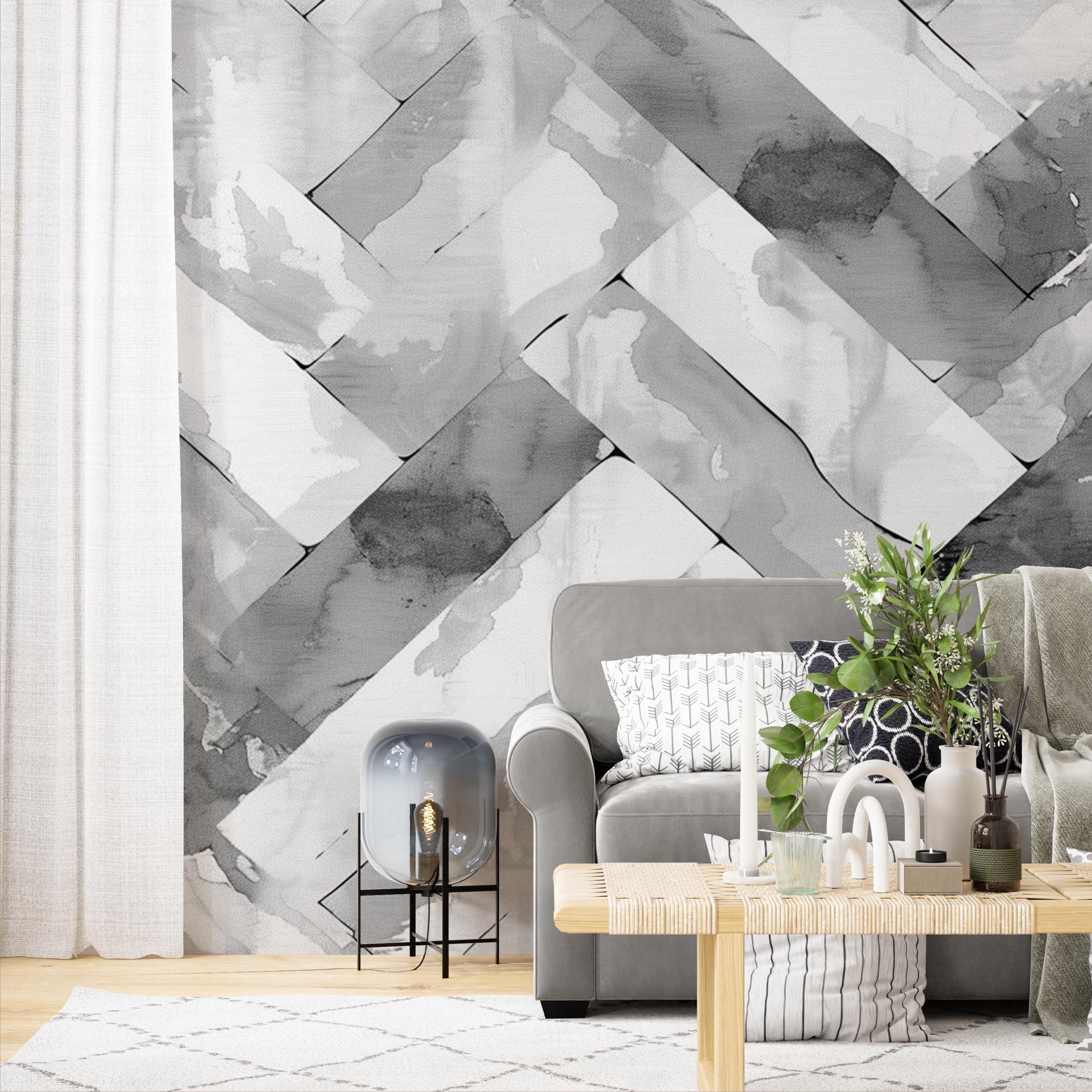 Monochrome Geometric Gray Wallpaper