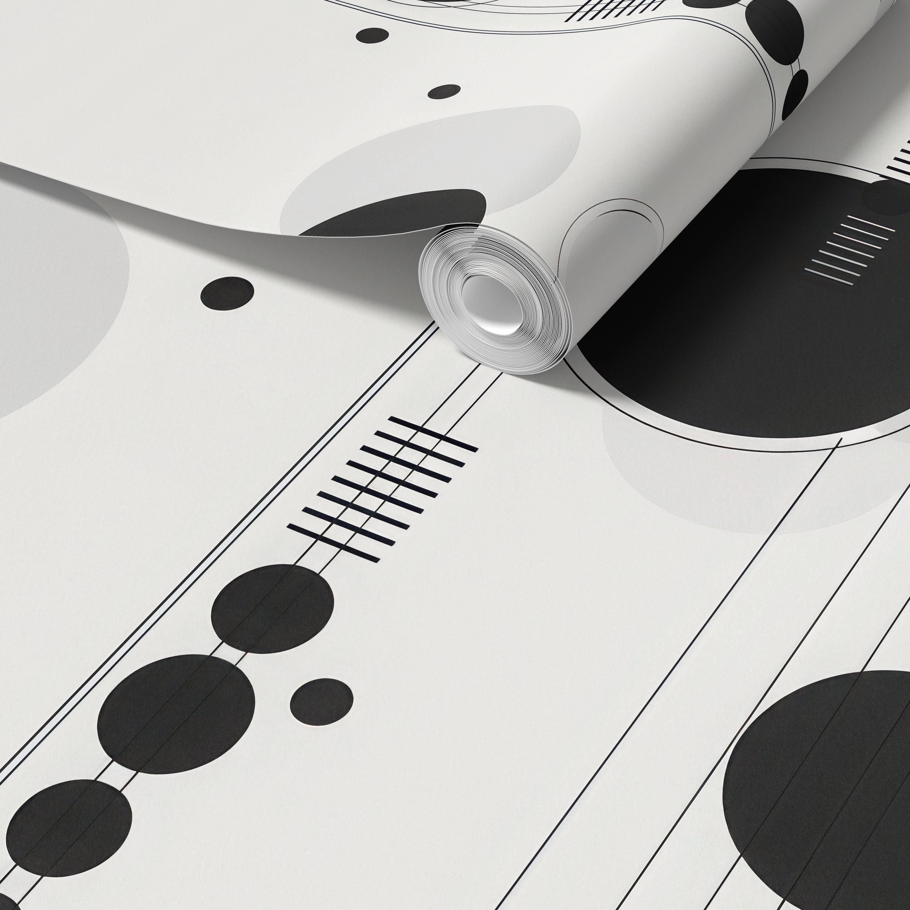Black and White Geometric Circle Line Wallpaper