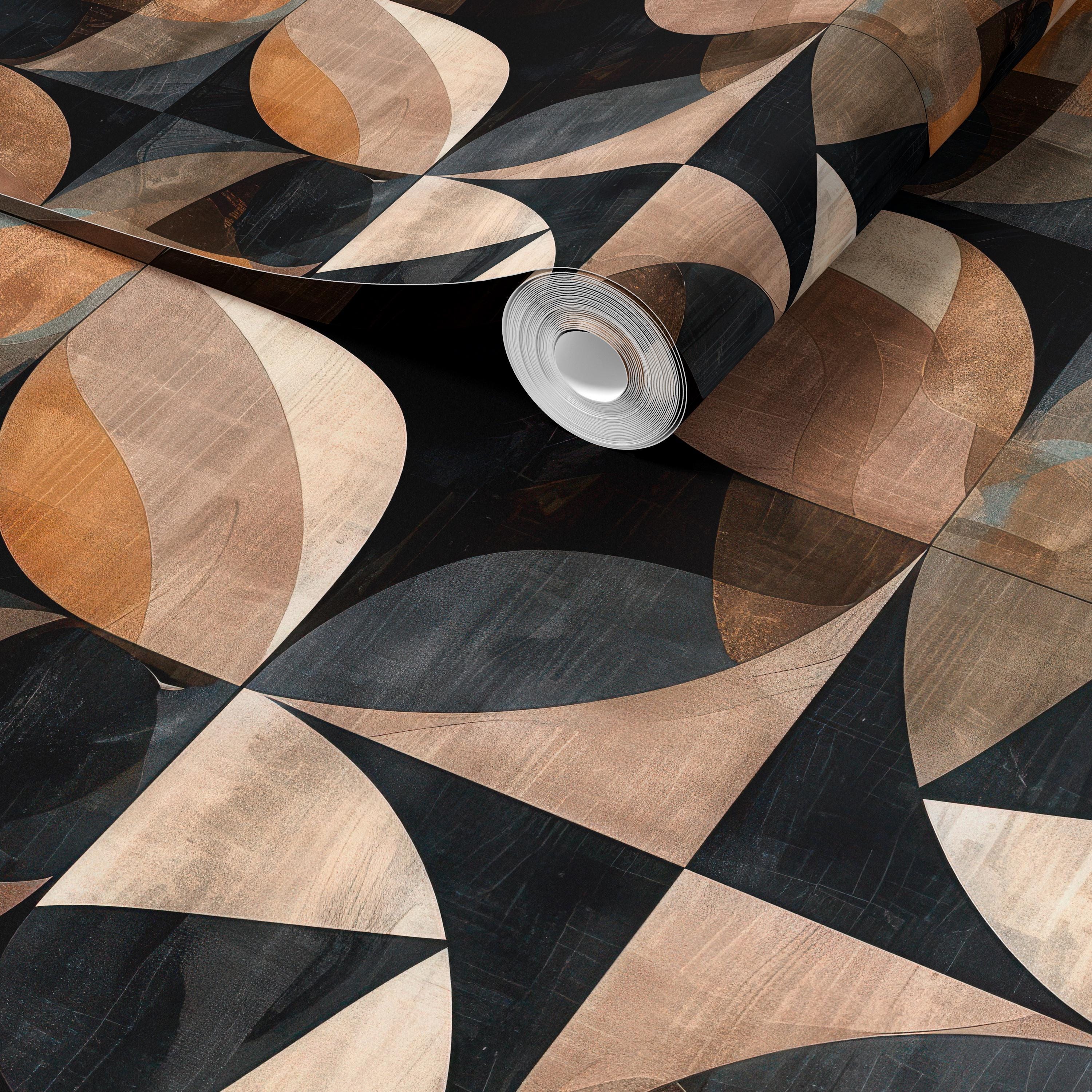 Retro Brown and Black Geometric Wallpaper