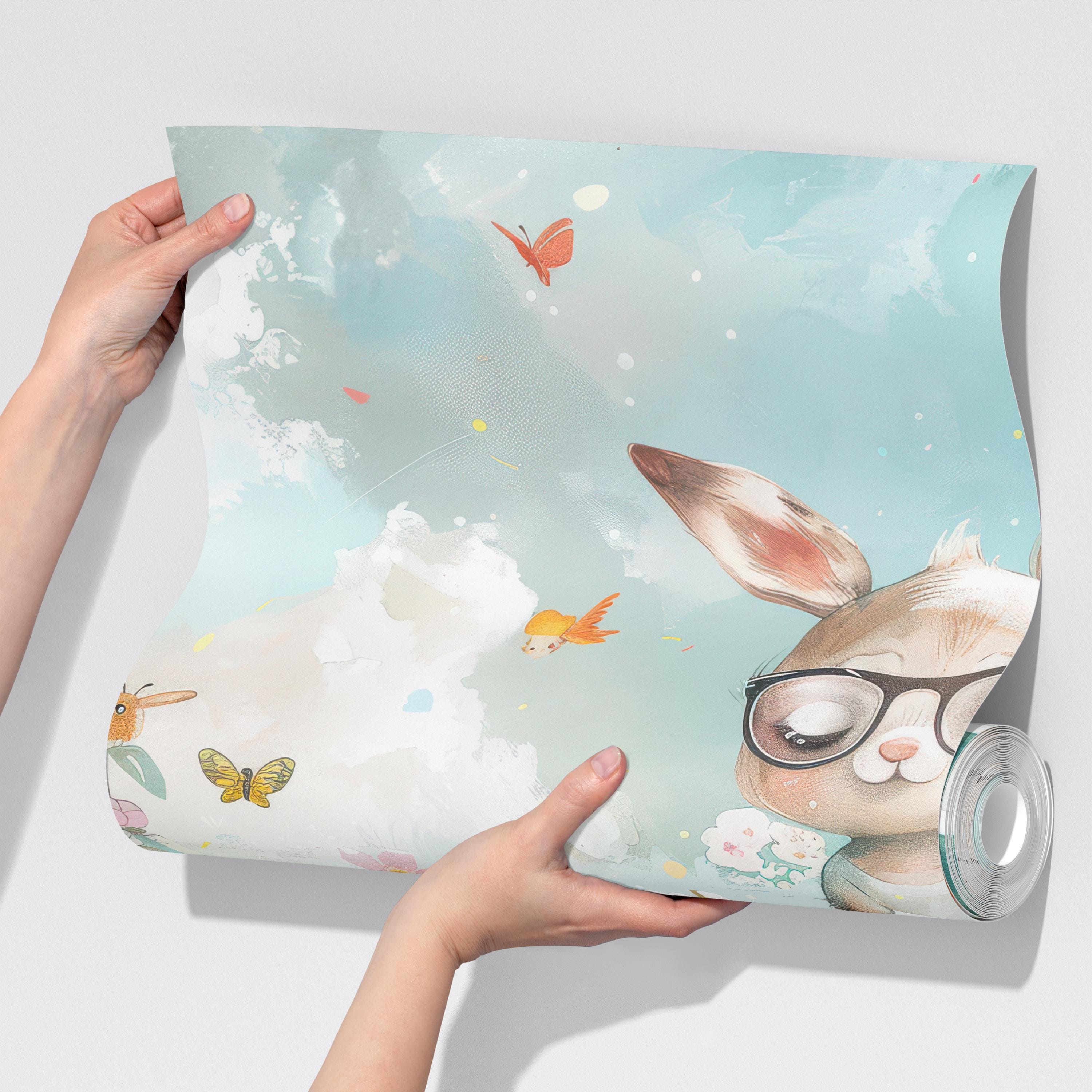 Cute Bunny Kids Room Wallpaper