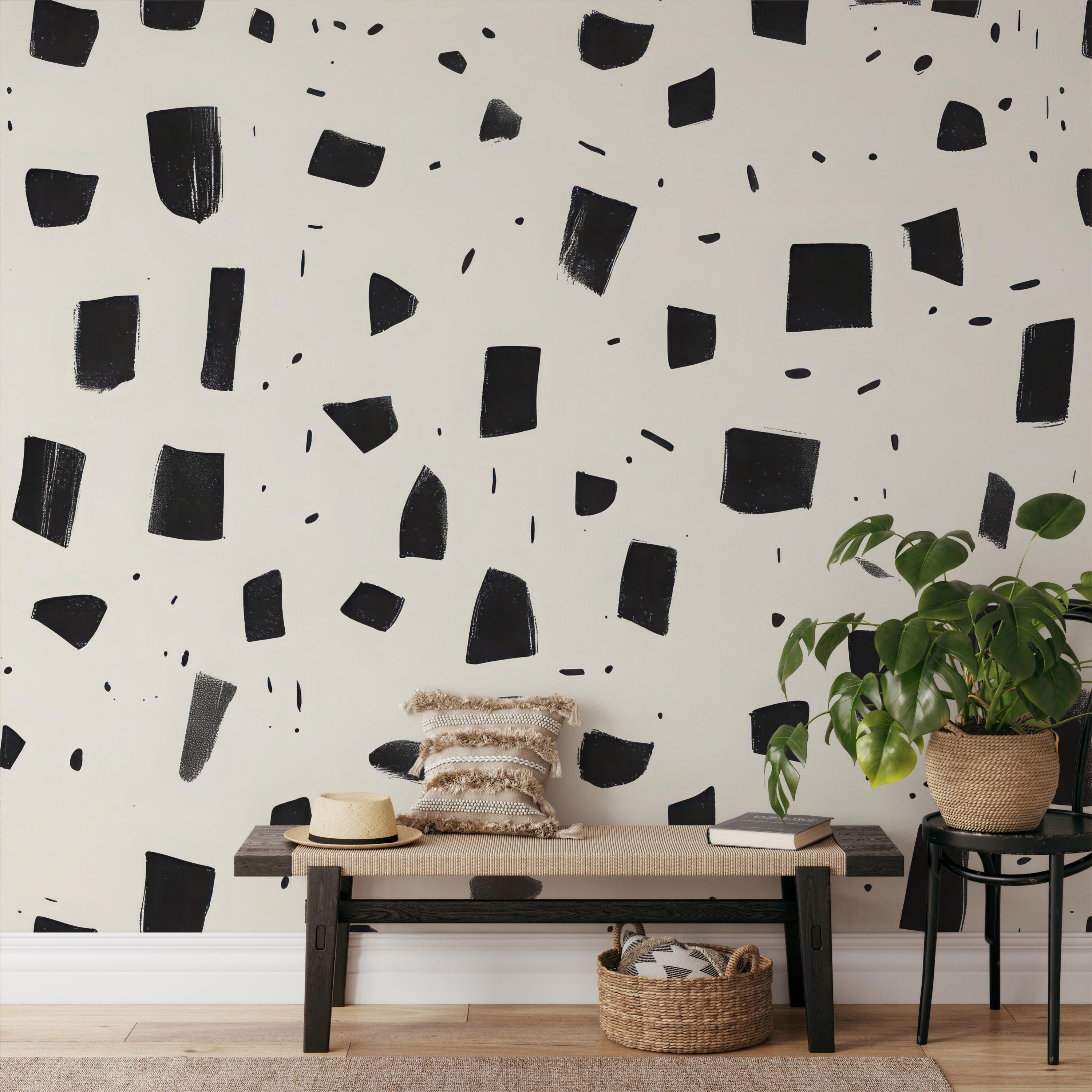 Modern Monochrome Abstract Wallpaper