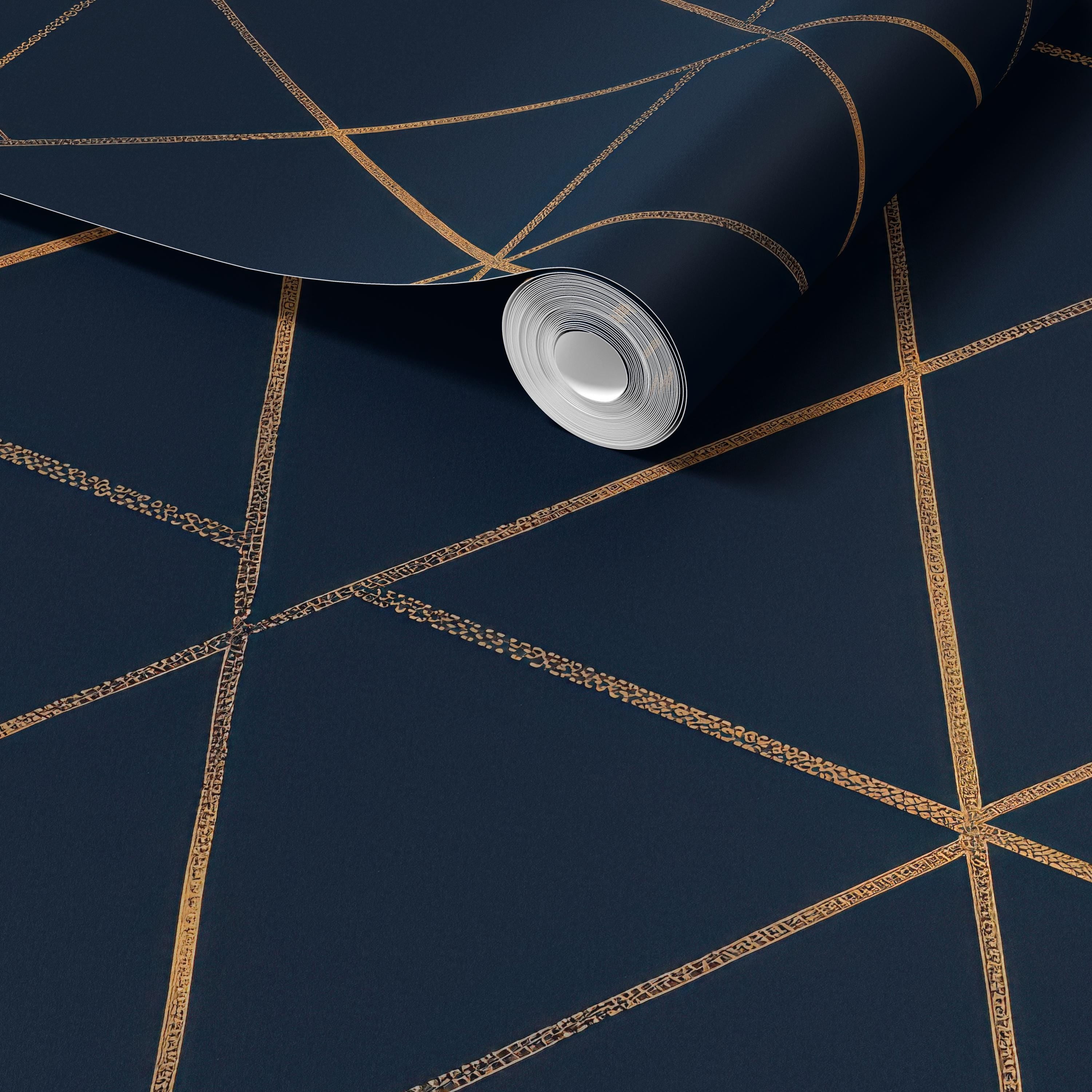 Luxury Navy Blue Geometric Wallpaper