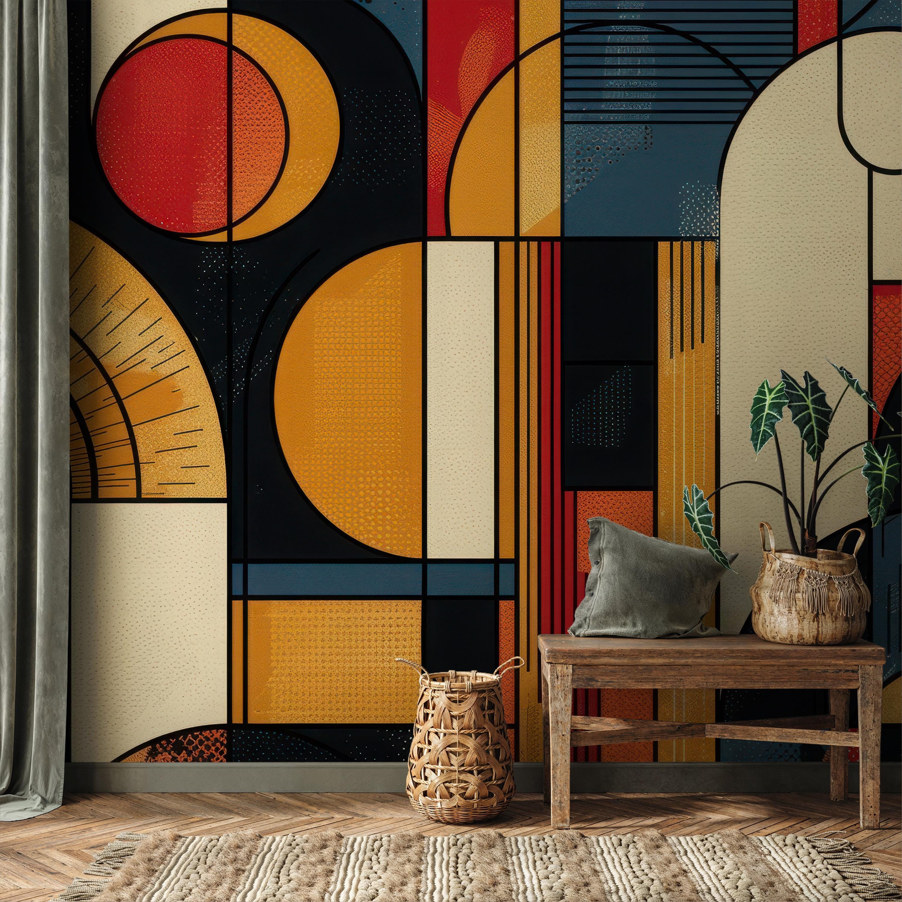 Retro Modern Geometric Wallpaper