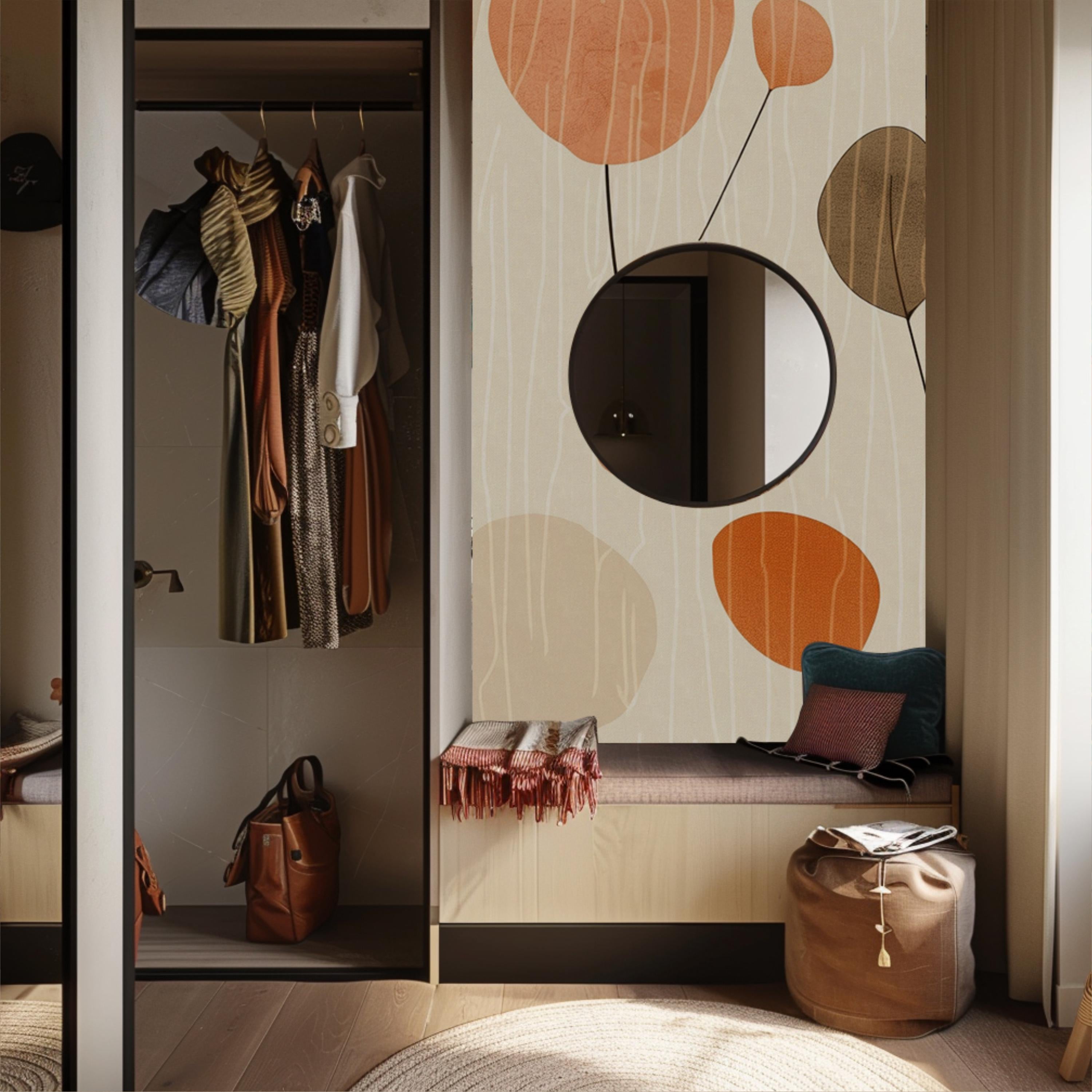 Warm Earth Tone Leaf Wallpaper