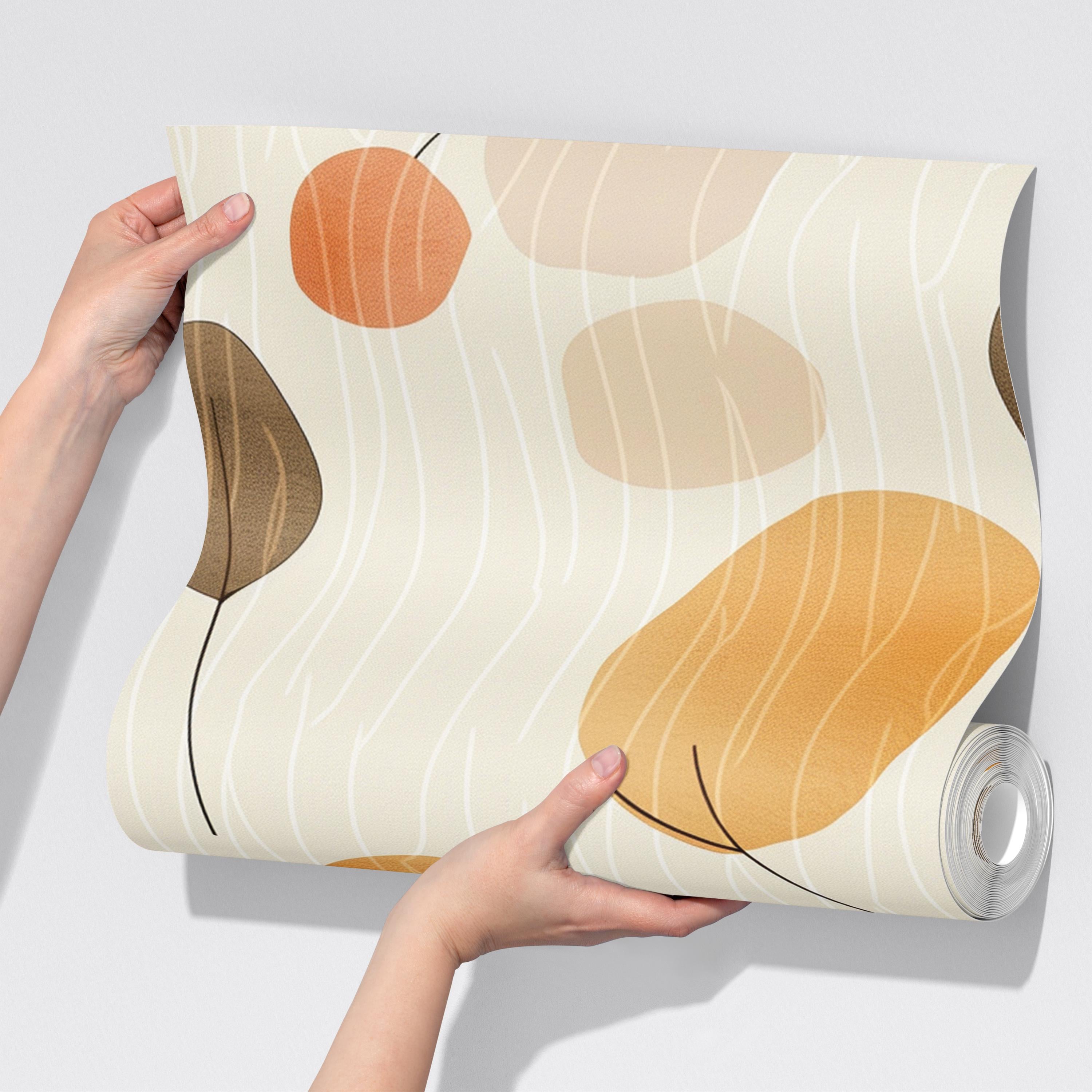 Warm Earth Tone Leaf Wallpaper