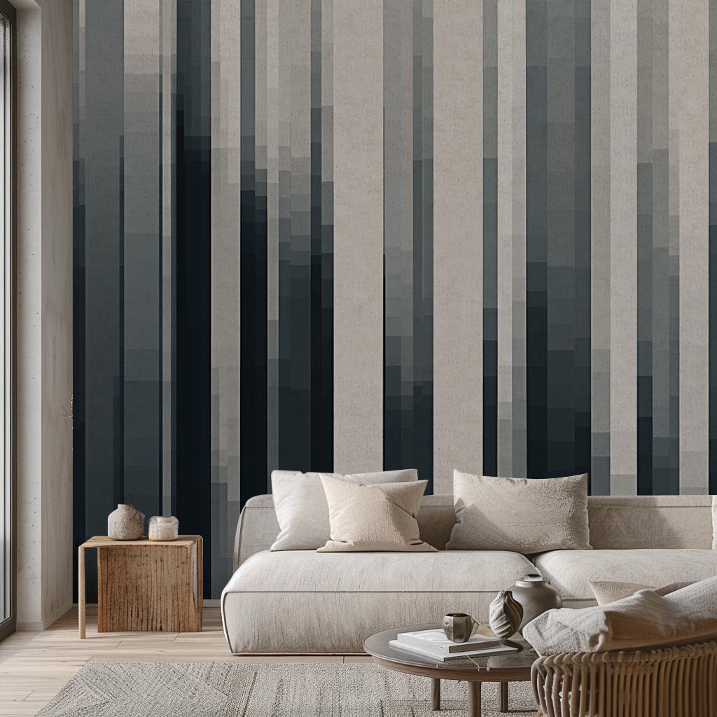 Modern Geometric Pixel Stripe Wallpaper