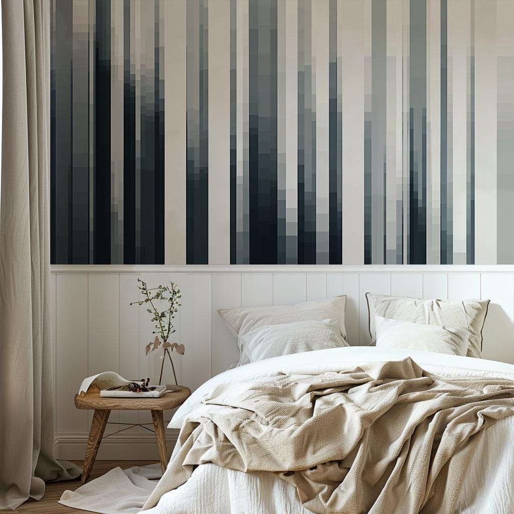 Modern Geometric Pixel Stripe Wallpaper