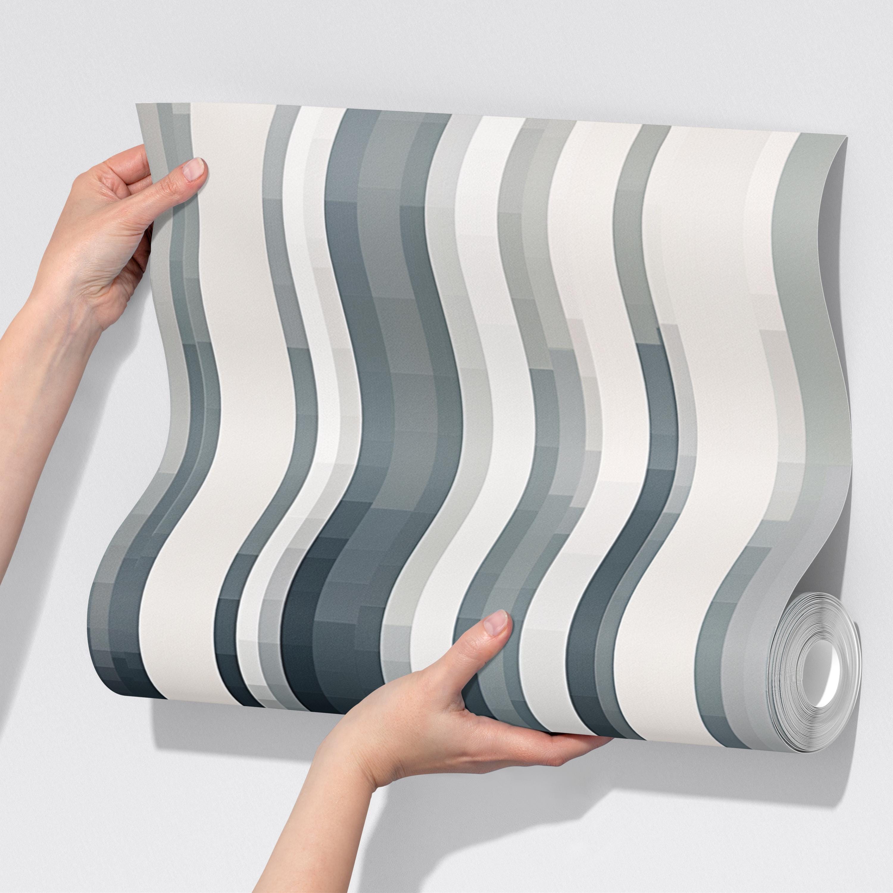 Modern Geometric Pixel Stripe Wallpaper