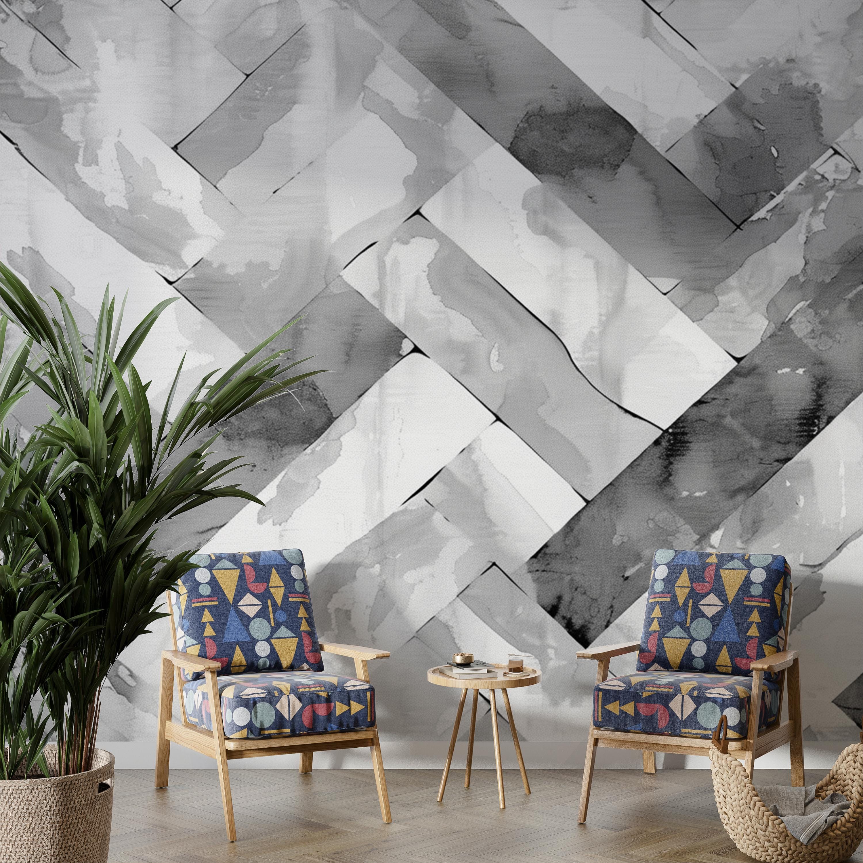 Monochrome Geometric Gray Wallpaper