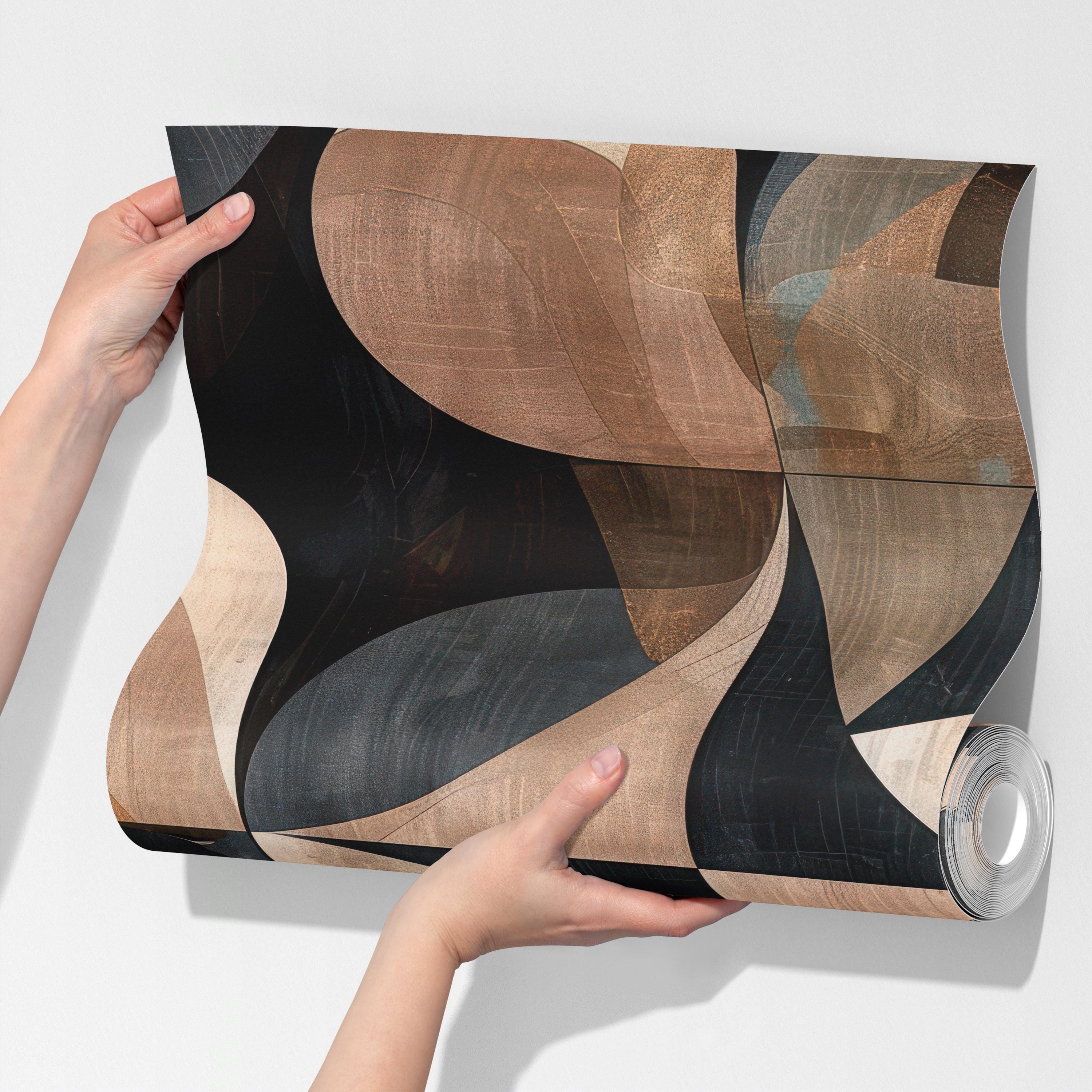 Retro Brown and Black Geometric Wallpaper