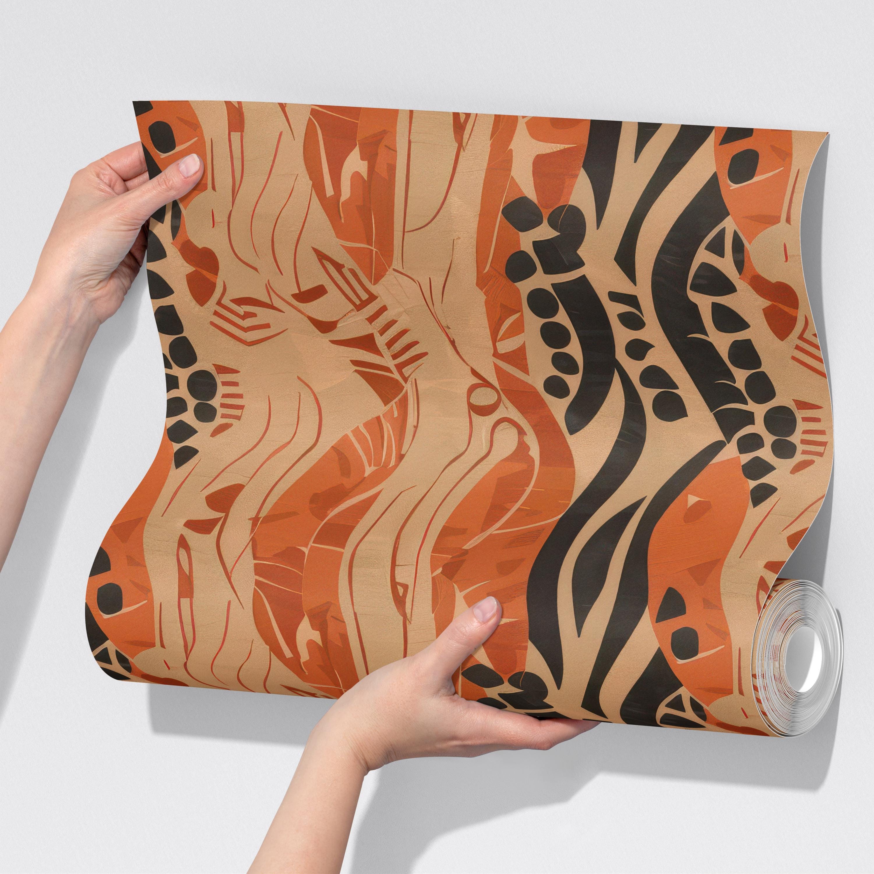 Orange and Black Tribal Wallpaper