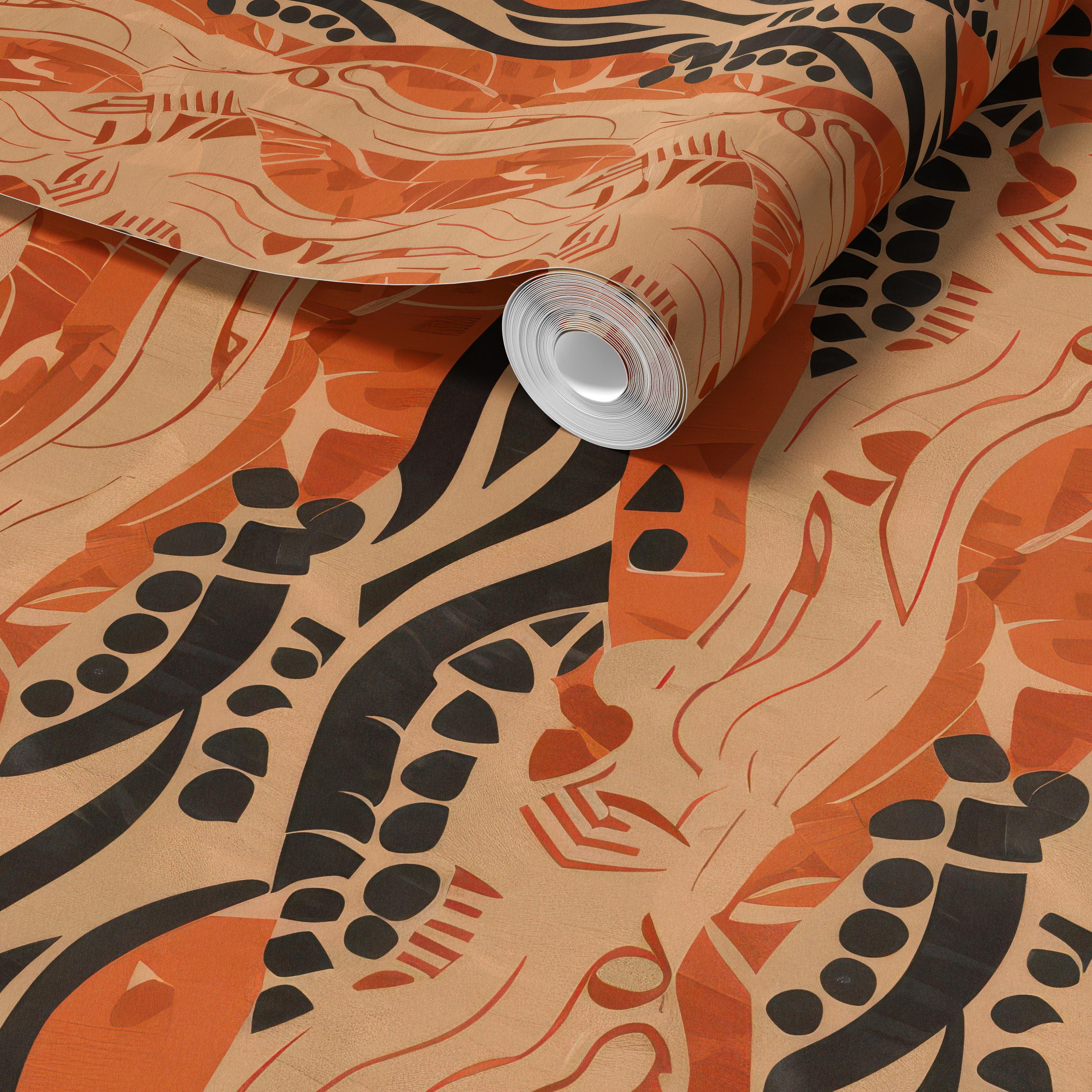 Orange and Black Tribal Wallpaper