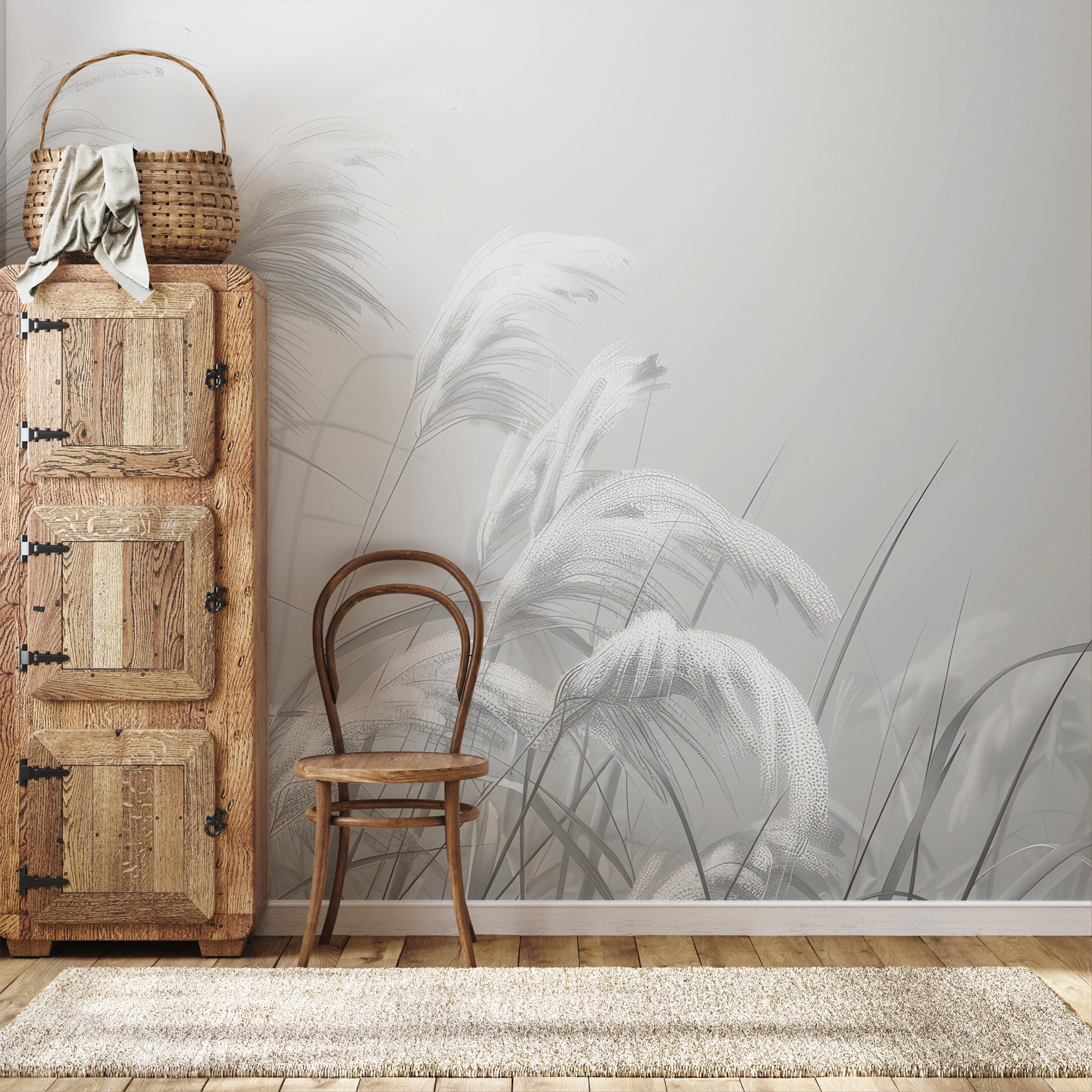 Minimalist Pampas Grass Wallpaper