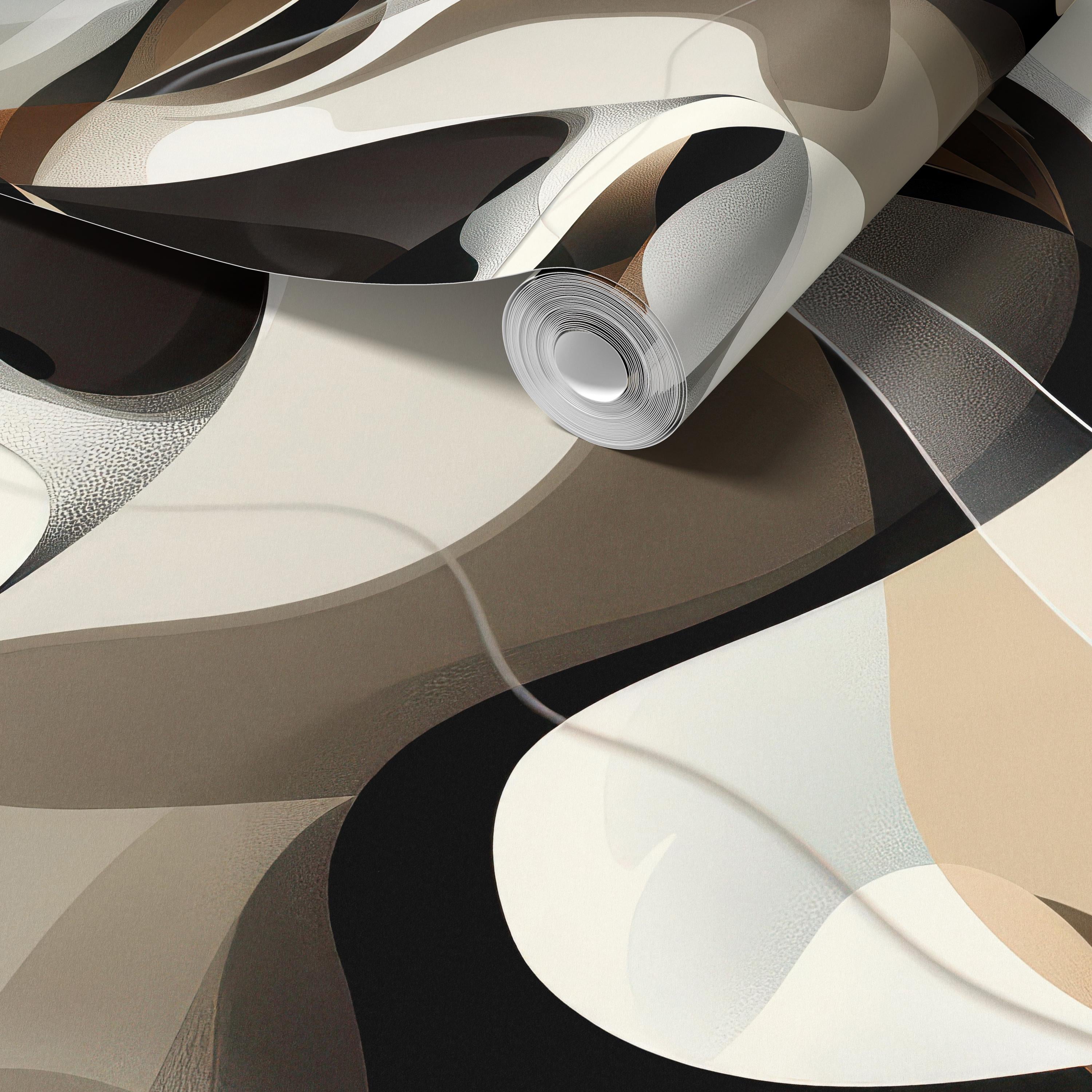 Soft Flowing Beige and Brown Abstract Wallpaper