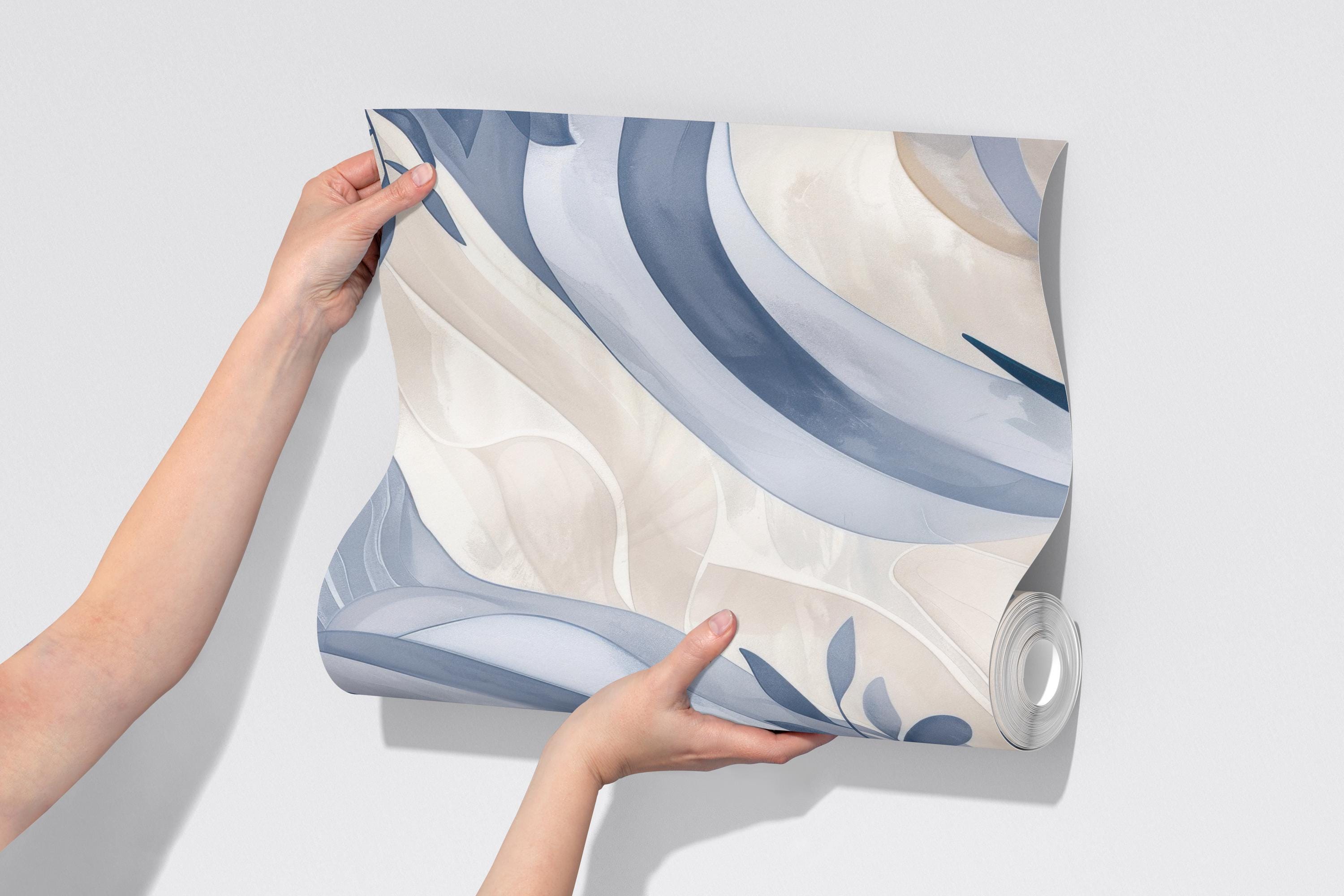 Soft Blue Abstract Leaf Wallpaper