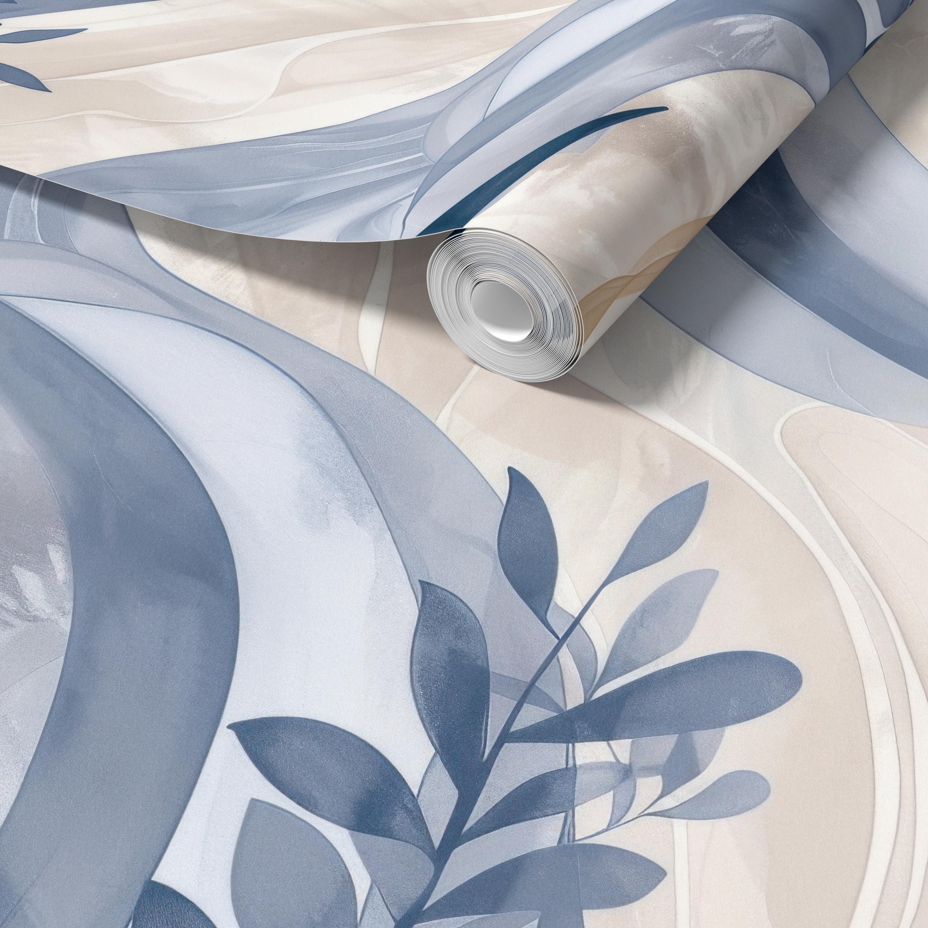 Soft Blue Abstract Leaf Wallpaper