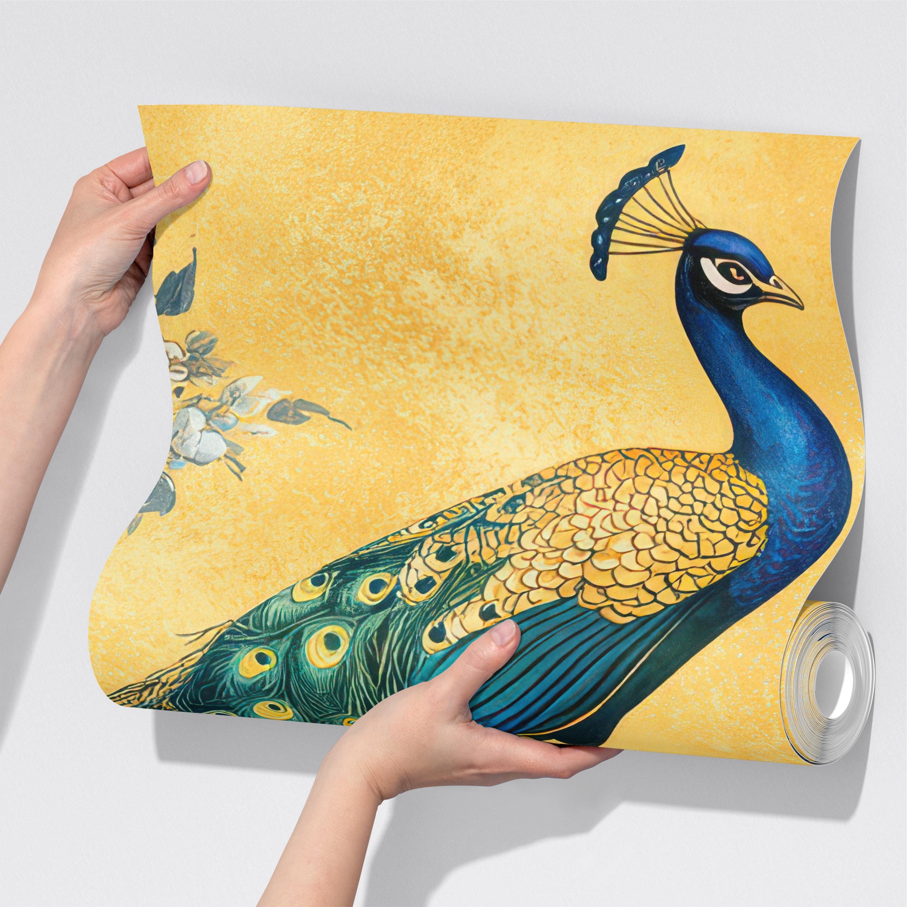 Golden Yellow Peacock Wallpaper