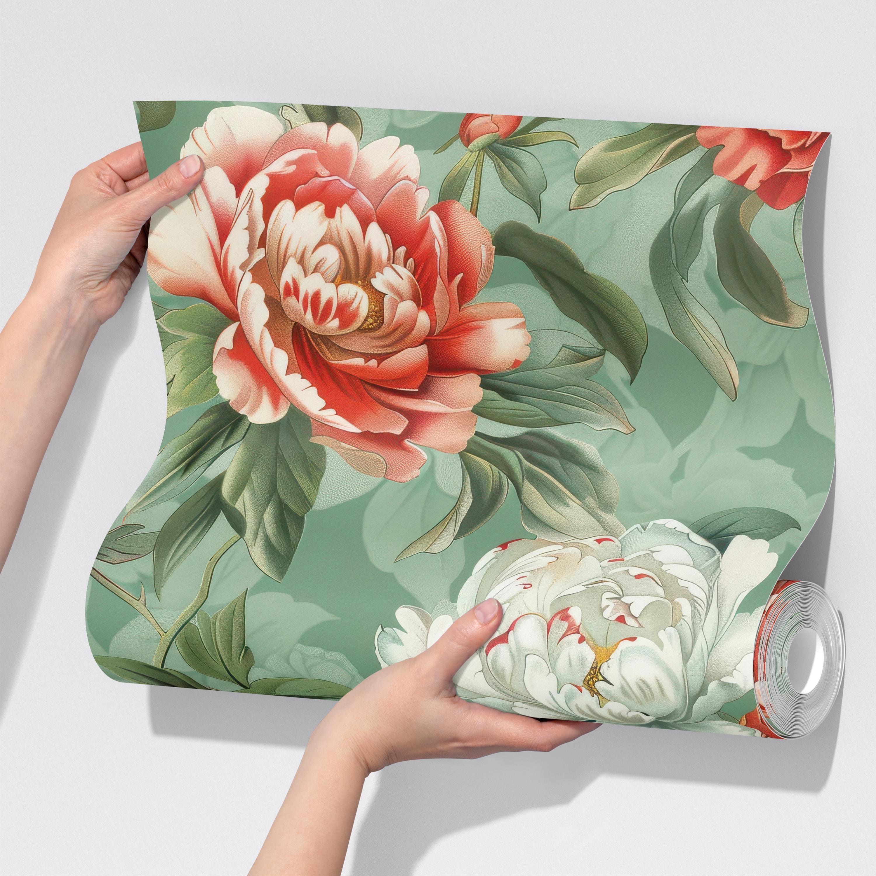 Red and White Peony Wallpaper