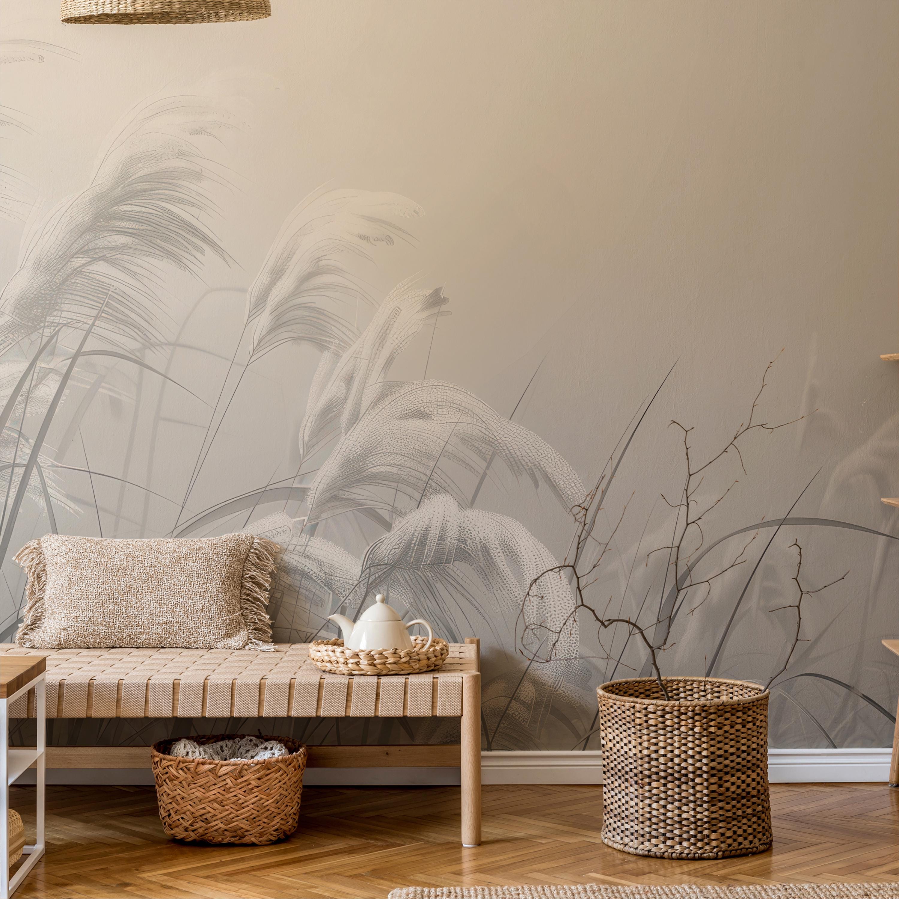 Minimalist Pampas Grass Wallpaper