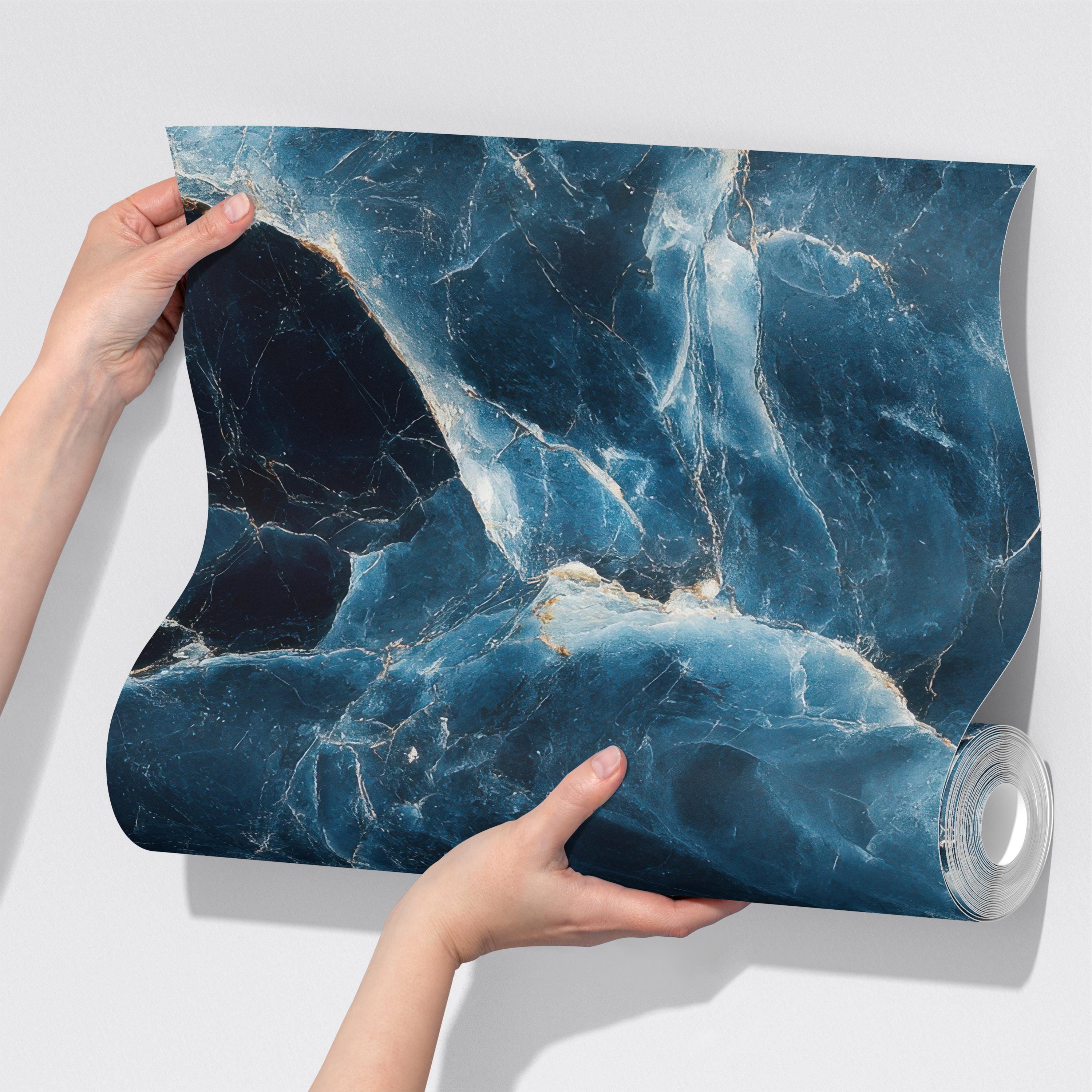 Dark Blue Marble With Gold Veins Wallpaper